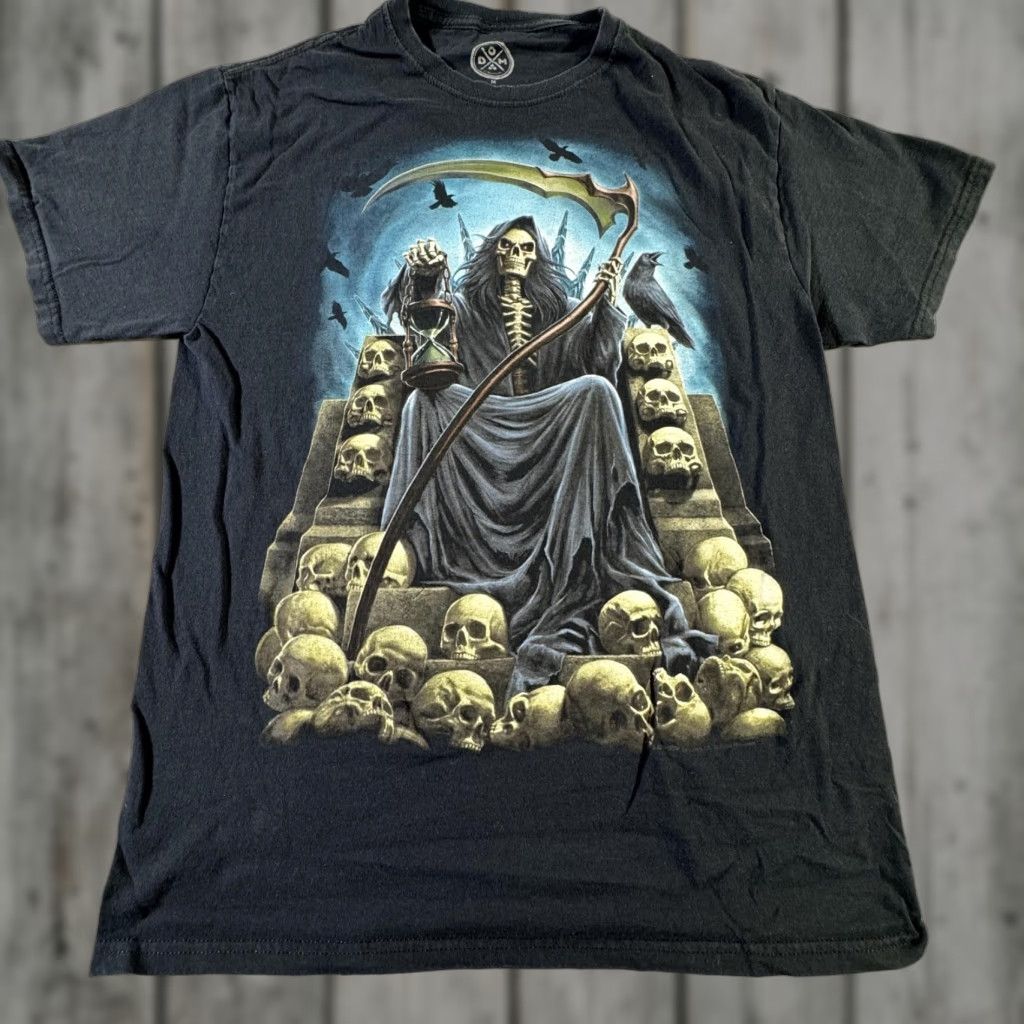 Vintage VINTAGE DOM Shirt Mens Medium Black Gothic Horror Skull Grim Reaper T-Shirt Art 90s Size US M / EU 48-50 / 2 - 1 Thumbnail