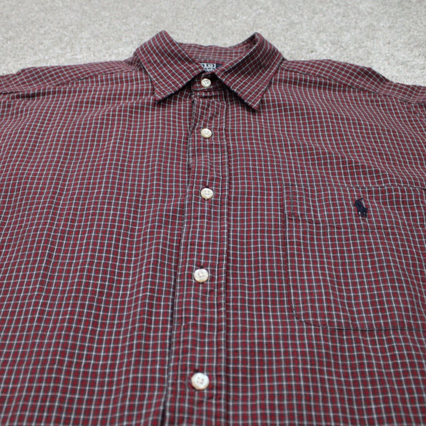 Polo Ralph Lauren Polo Ralph Lauren Bradfield Shirt Adult Large Red/Gray/White Cotton L/S Button Shirt Mens Large Red Size US L / EU 52-54 / 3 - 4 Thumbnail