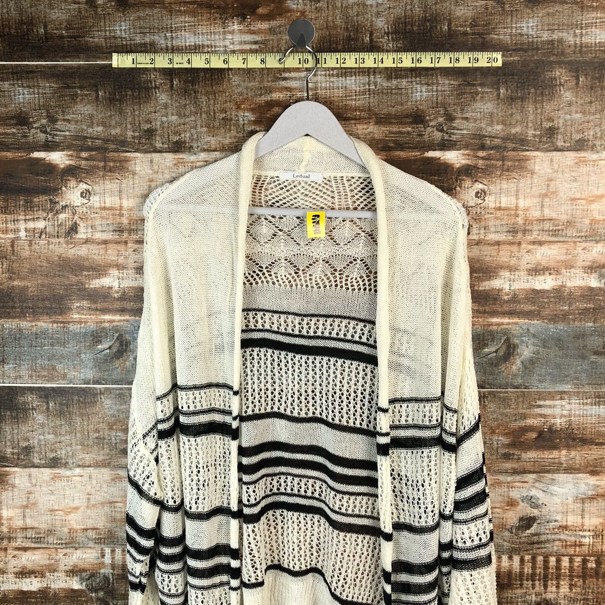 Japanese Brand × OVER THE STRiPES Ledual Stripe Cardigan crochet meshnet Knitwear #A1347 Size US XL / EU 56 / 4 - 2 Thumbnail