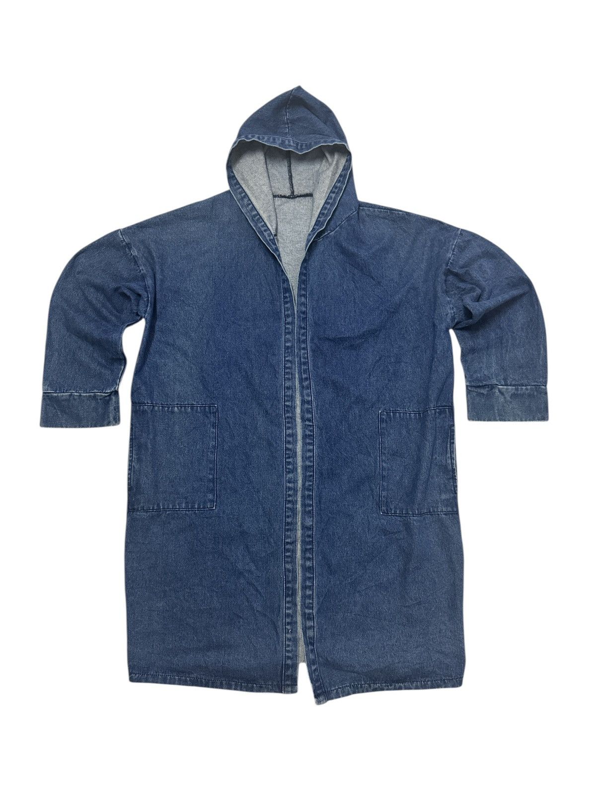 VINTAGE DENIM LONG JACKET JACKET WITH HOODIE