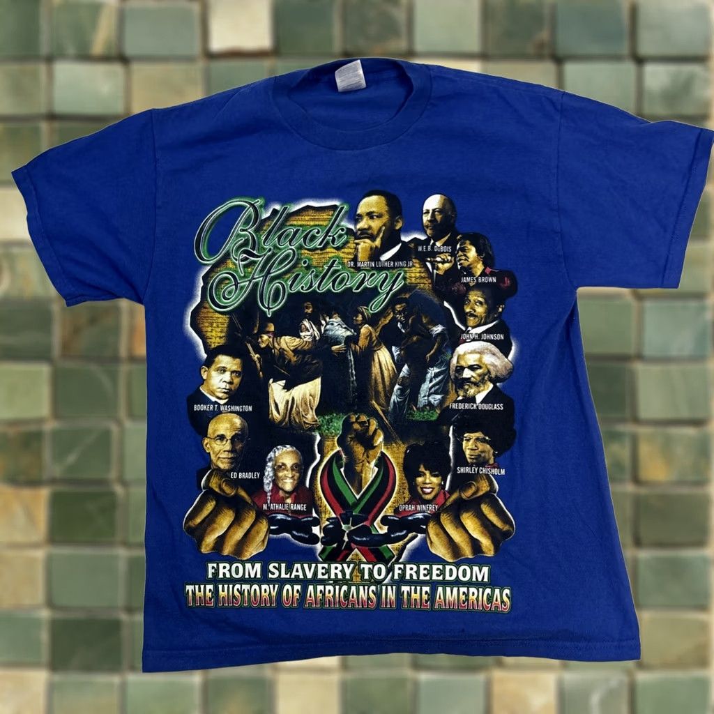 Vintage VINTAGE Blue Shirt Size Medium African Americans Black History rap Tee Style Mens Size US M / EU 48-50 / 2 - 1 Thumbnail