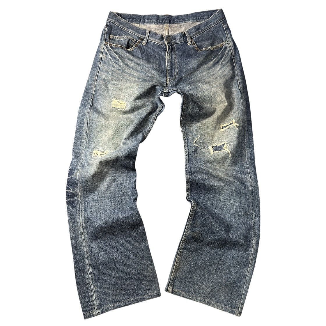 Japanese Brand Vintage 90s Japanese Studded Men Bigi Tokyo Distressed Denim Size US 35 - 2 Thumbnail