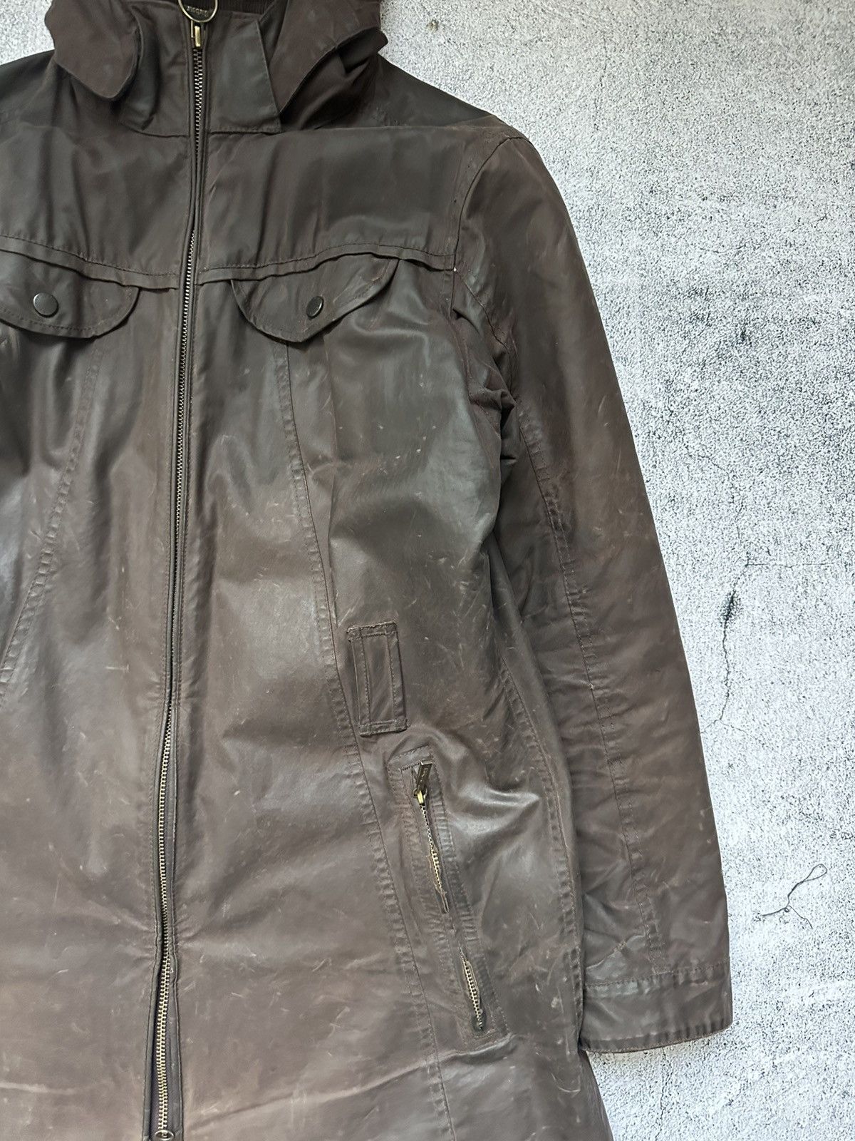 Barbour Vintage Wax Barbour Zip Jacket Distressed Fit Brown Size L / US 10 / IT 46 - 4 Thumbnail