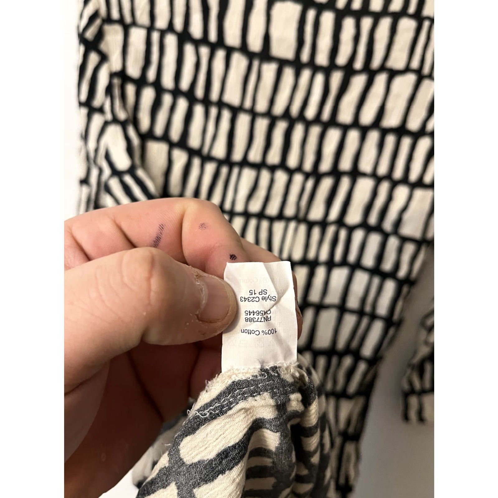 J.Crew J.CREW Blouse Shirt Women’s White & Black V-Neck 3/4 Sleeve Pullover Tissue Tunic XS Multicolor Classic 100% Cotton Size XS / US 0-2 / IT 36-38 - 4 Thumbnail