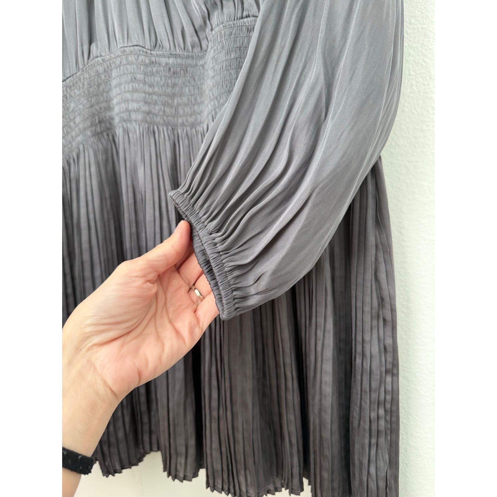 Mango Mango NWT Gray Pleated Lined Sleeve Dress Size XL Size XL / US 12-14 / IT 48-50 - 6 Thumbnail