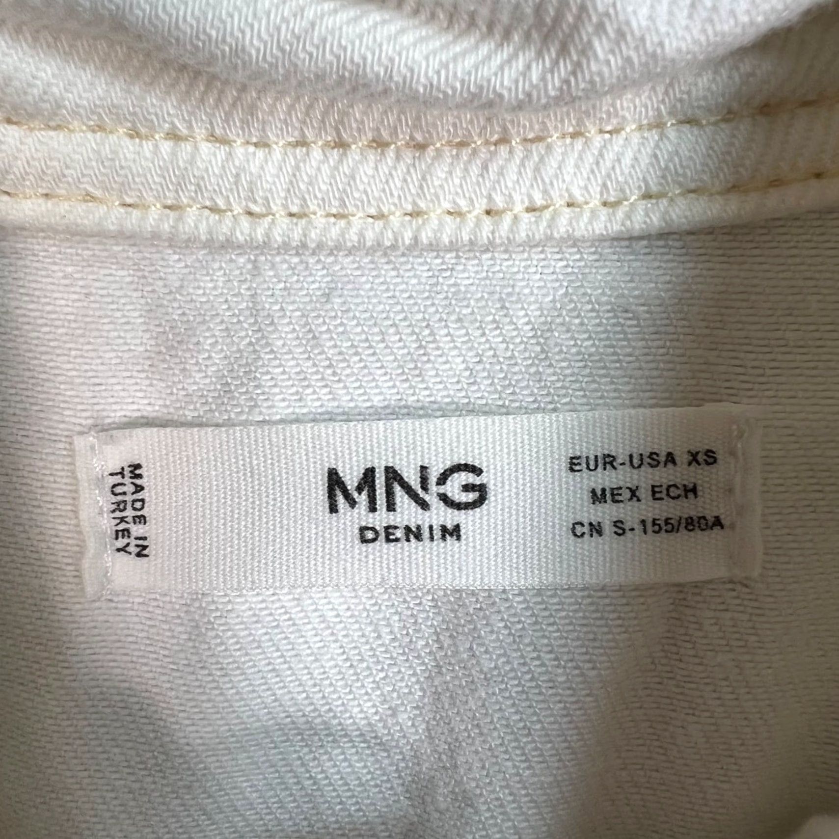 Mango Mango Jumpsuit Denim White 100% Cotton Elastic Waist Womens XS Regular Mature Size 26" / US 2 / IT 38 - 3 Thumbnail