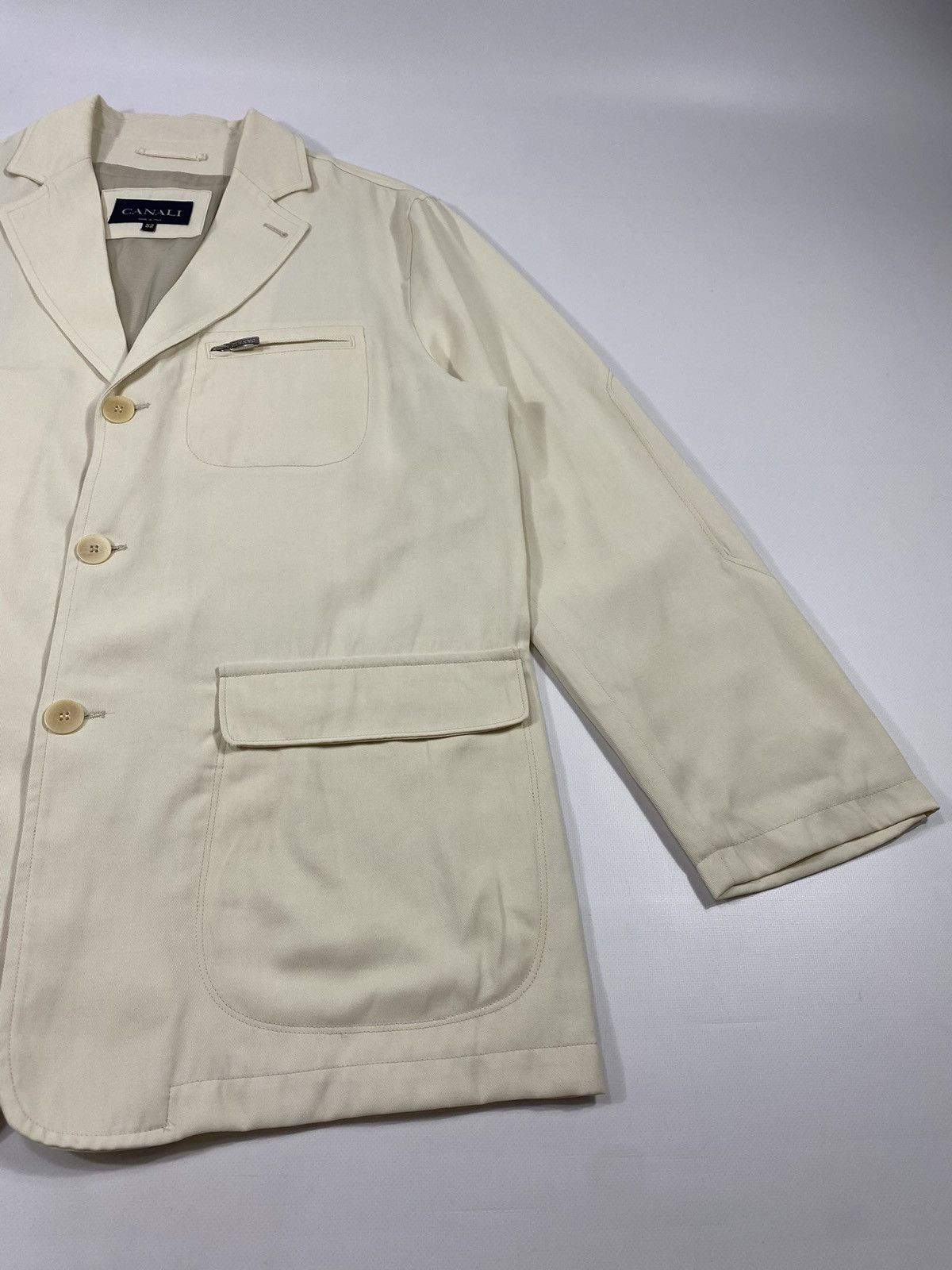 Canali 🔥LASTDROP🔥 Canali Milk Nylon Zip Pocket Blazer Nylon Jacket Size US XL / EU 56 / 4 - 3 Thumbnail