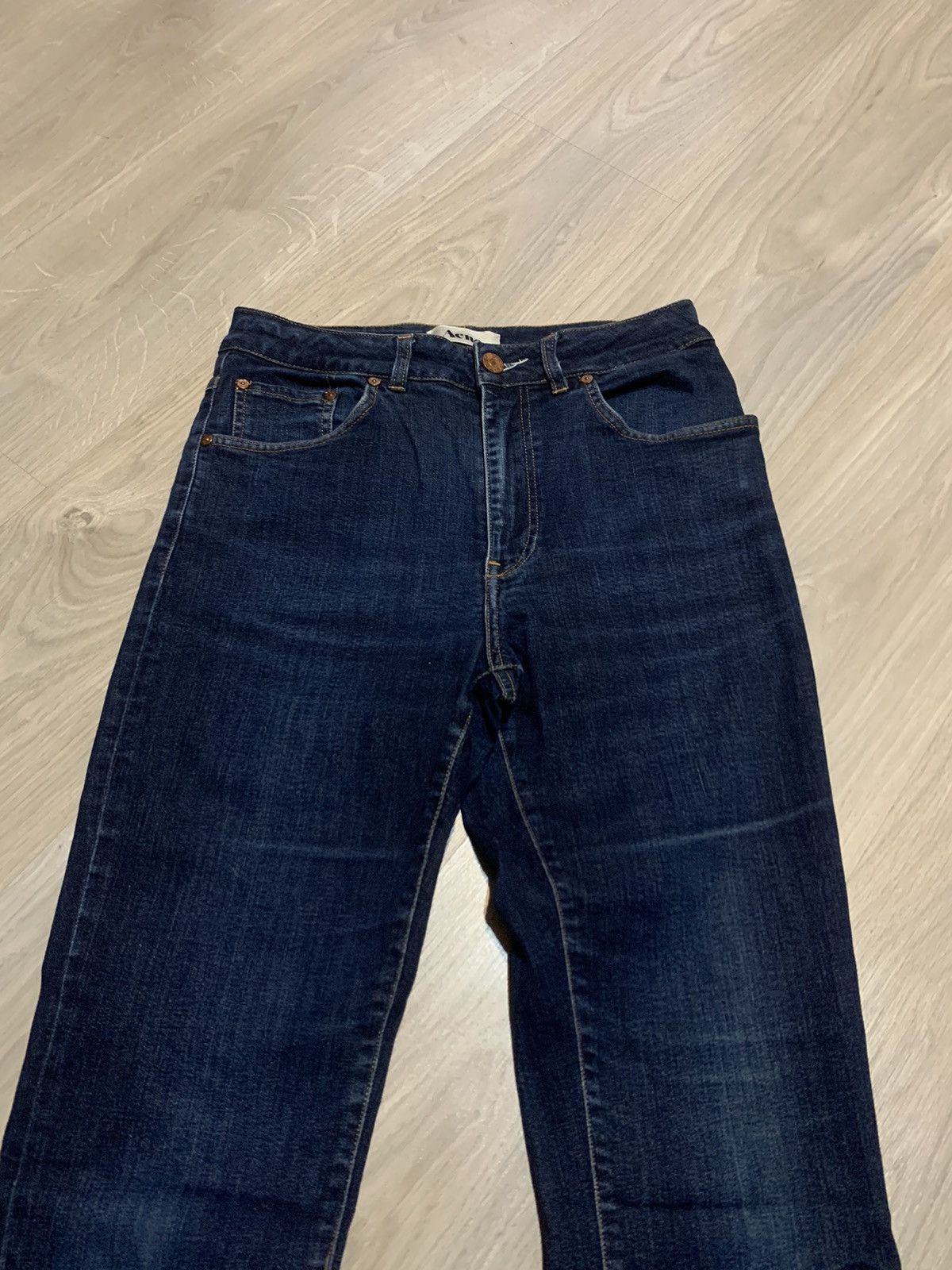 Acne Studios × Jean Acne Needle Soft Raw Jeans Pants Denim Faded Dark Wash 31/34 Size 31" - 6 Thumbnail