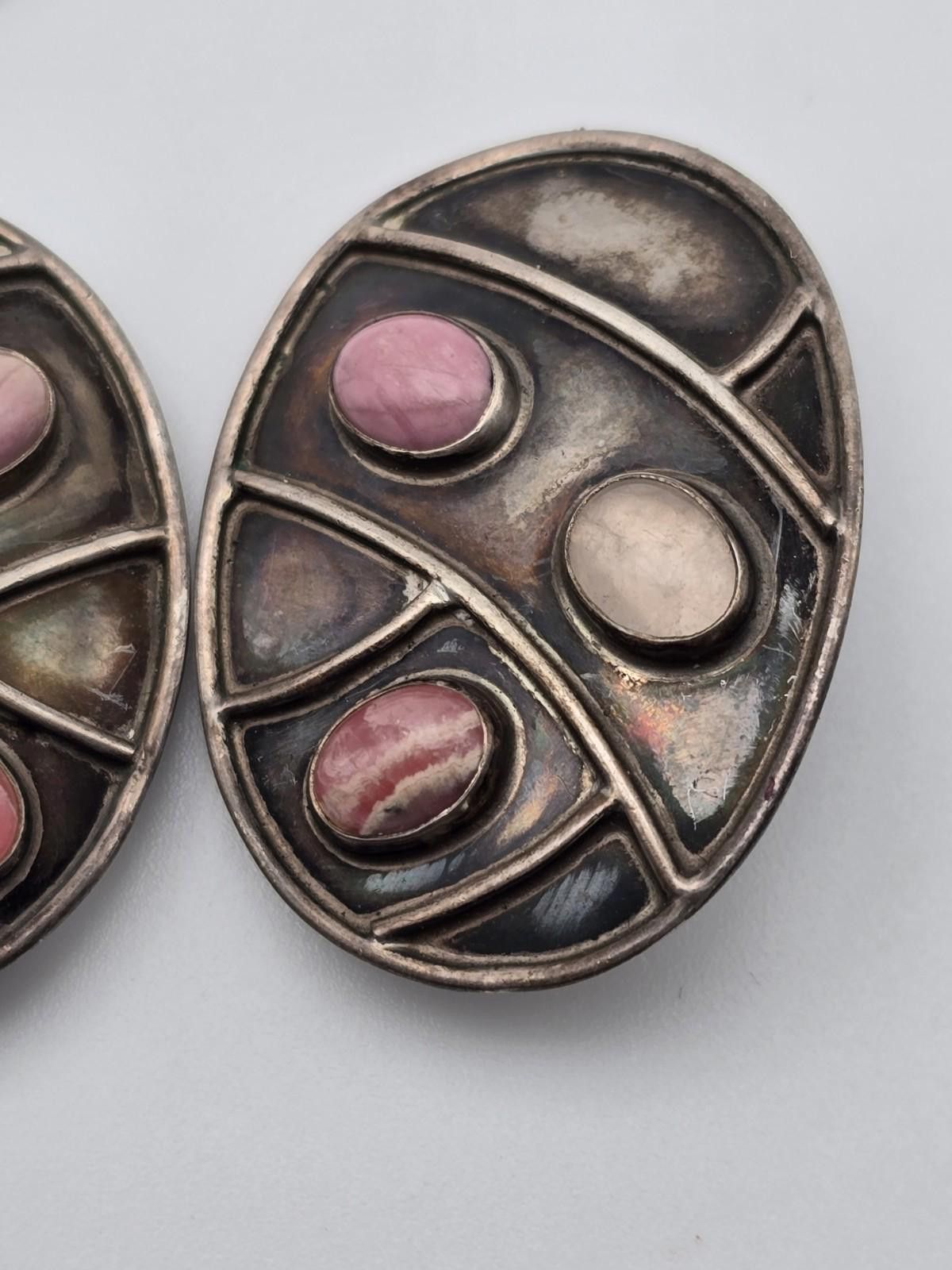 The Unbranded Brand Modernist Sterling Clip-On Earrings Pink Stone Rose Quartz Size ONE SIZE - 4 Thumbnail