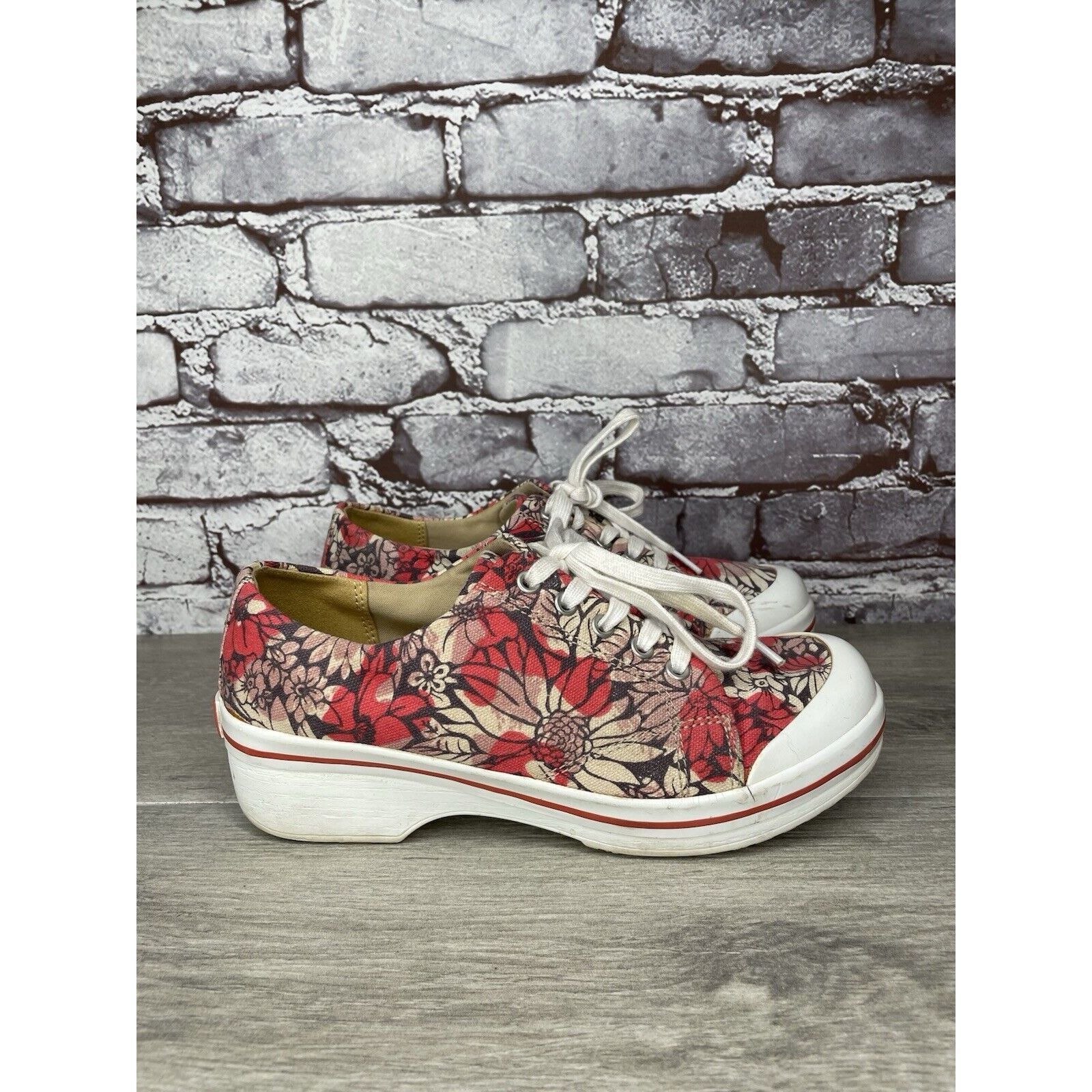 Other Dansko Veda Vegan Red Floral Lace Up Sneaker Clogs Shoes Wom Size US 6.5 / IT 36.5 - 13 Thumbnail