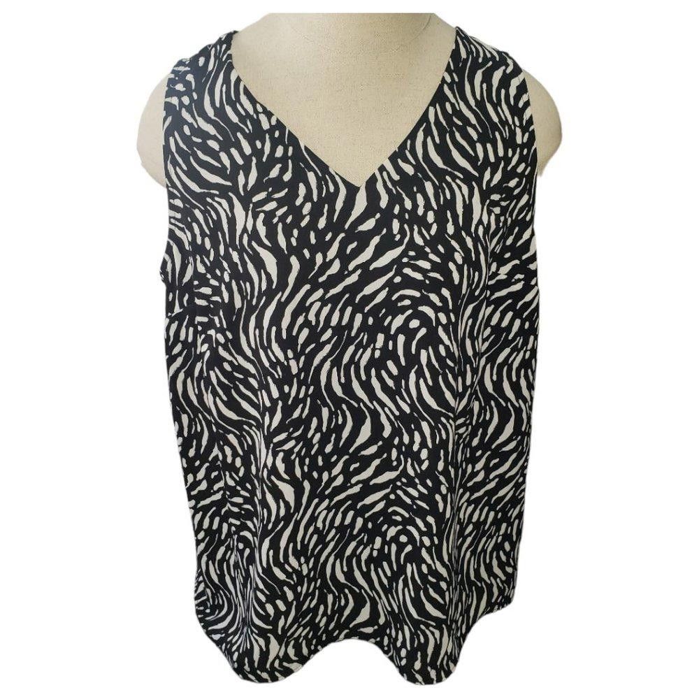Nine West CT892 Nine West Black & White Sleeveless Blouse M Size M / US 6-8 / IT 42-44 - 1 Thumbnail