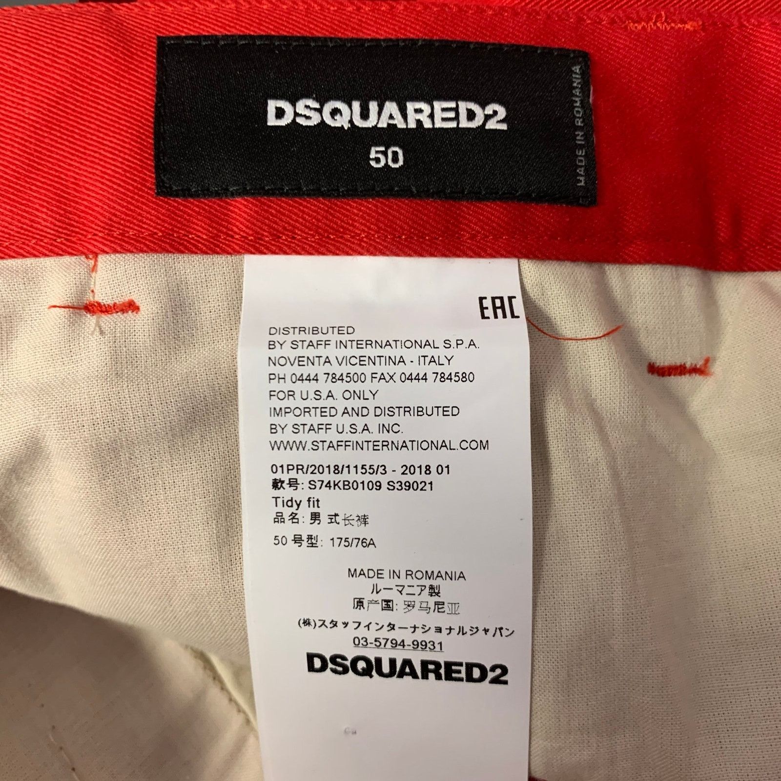 Dsquared2 DSQUARED2 Size 34 Red Cotton Elastane Button Fly Pants Size US 34 / EU 50 - 5 Thumbnail