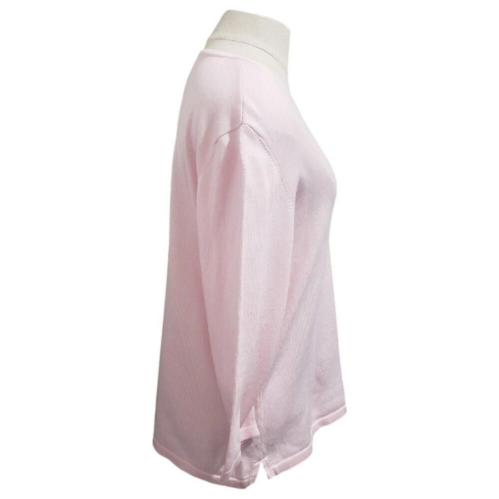Faconnable CT1844 Faconnable Pink 3/4 Sleeve V-neck Ribbed Top M Size M / US 6-8 / IT 42-44 - 2 Thumbnail