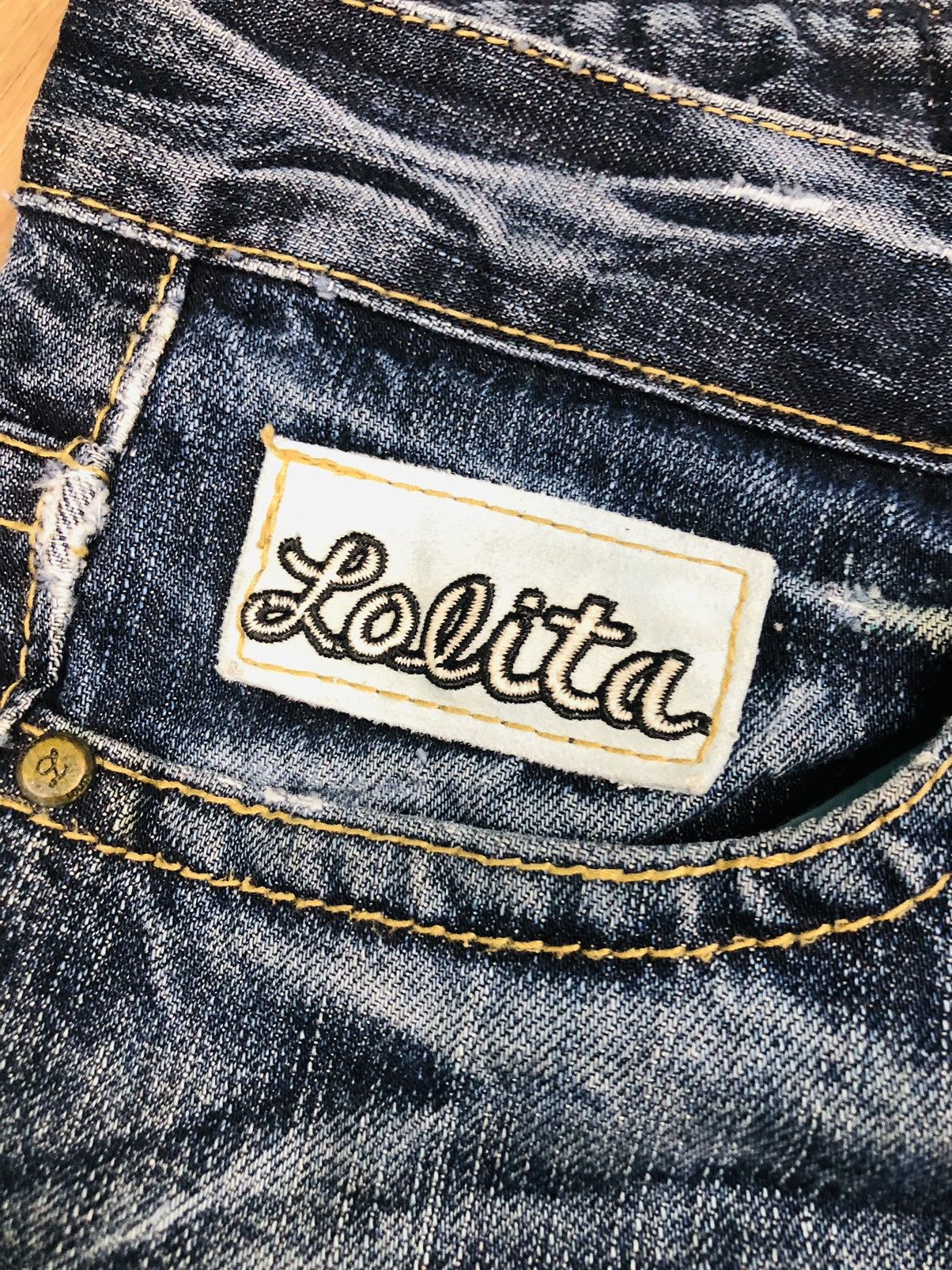 If Six Was Nine Lolita Jeans Y2K Distressed Bootcut/Flare Denim (Rare) (40) Size 32" / US 10 / IT 46 - 8 Thumbnail