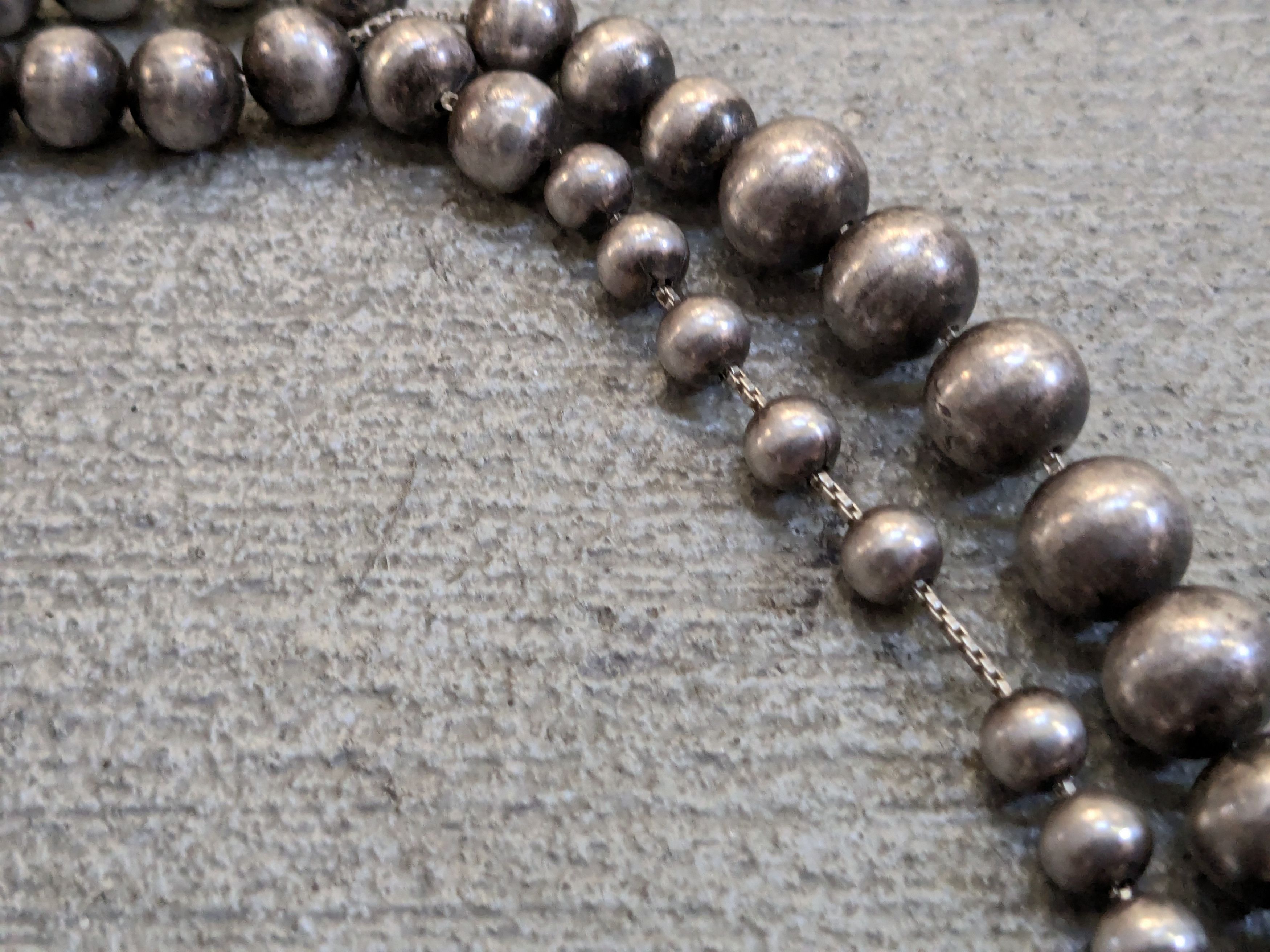 Sterling Silver Sterling Silver Necklace Ball Round Graduated Beads 32" Size ONE SIZE - 6 Thumbnail