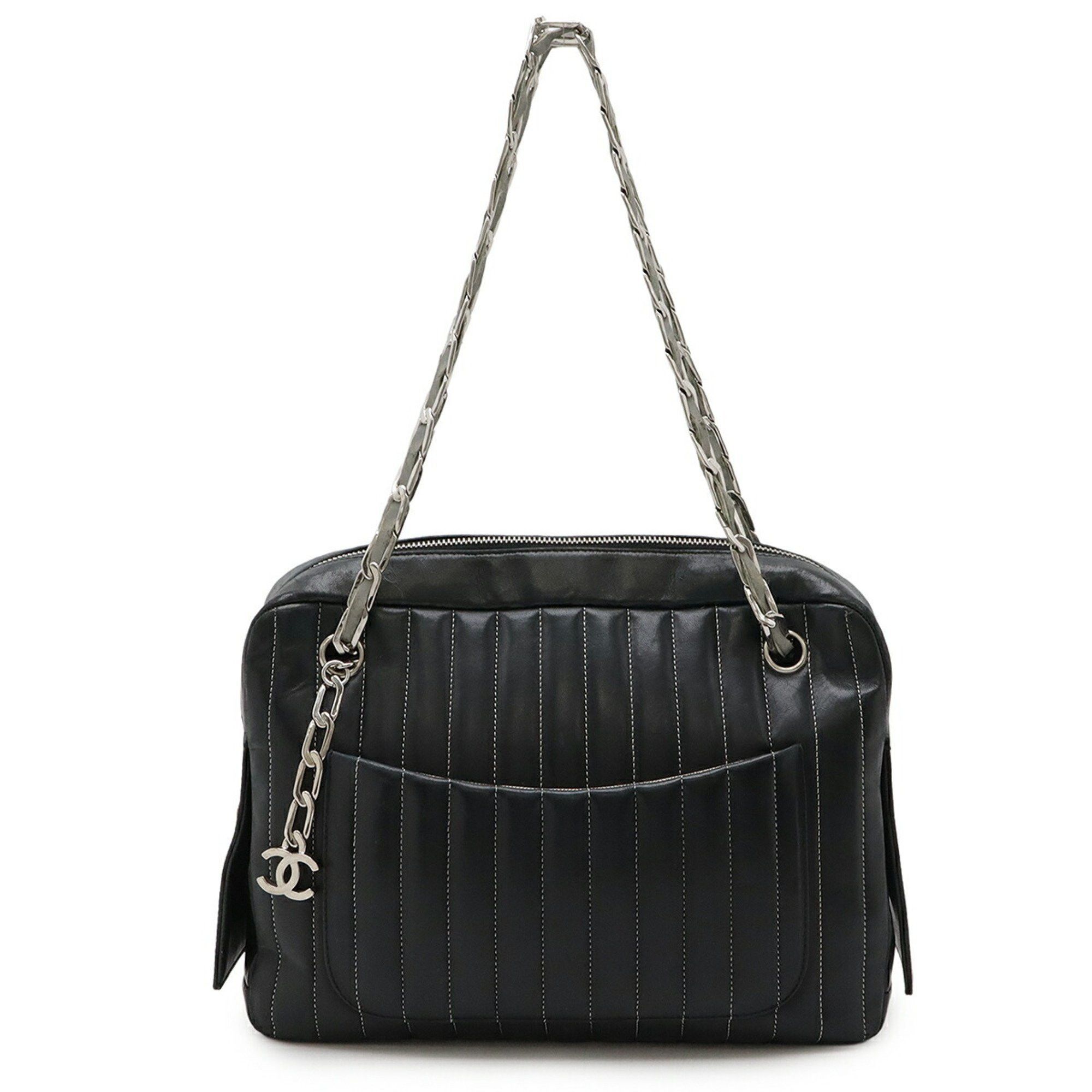 Chanel New Mademoiselle Chain Shoulder Bag Tote Leather Black, Women's
