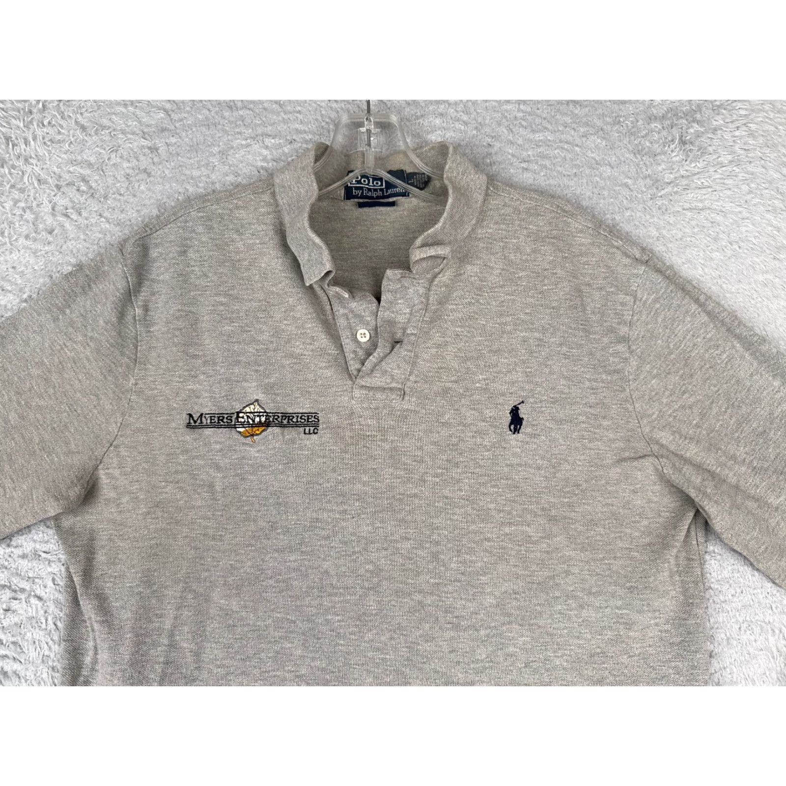 Ralph Lauren VINTAGE Ralph Lauren Polo Shirt Men L Gray Cotton Long Sleeve Regular Fit with Logo Embroidered - Sports, Classic, Designer, American Mens Size US L / EU 52-54 / 3 - 4 Thumbnail