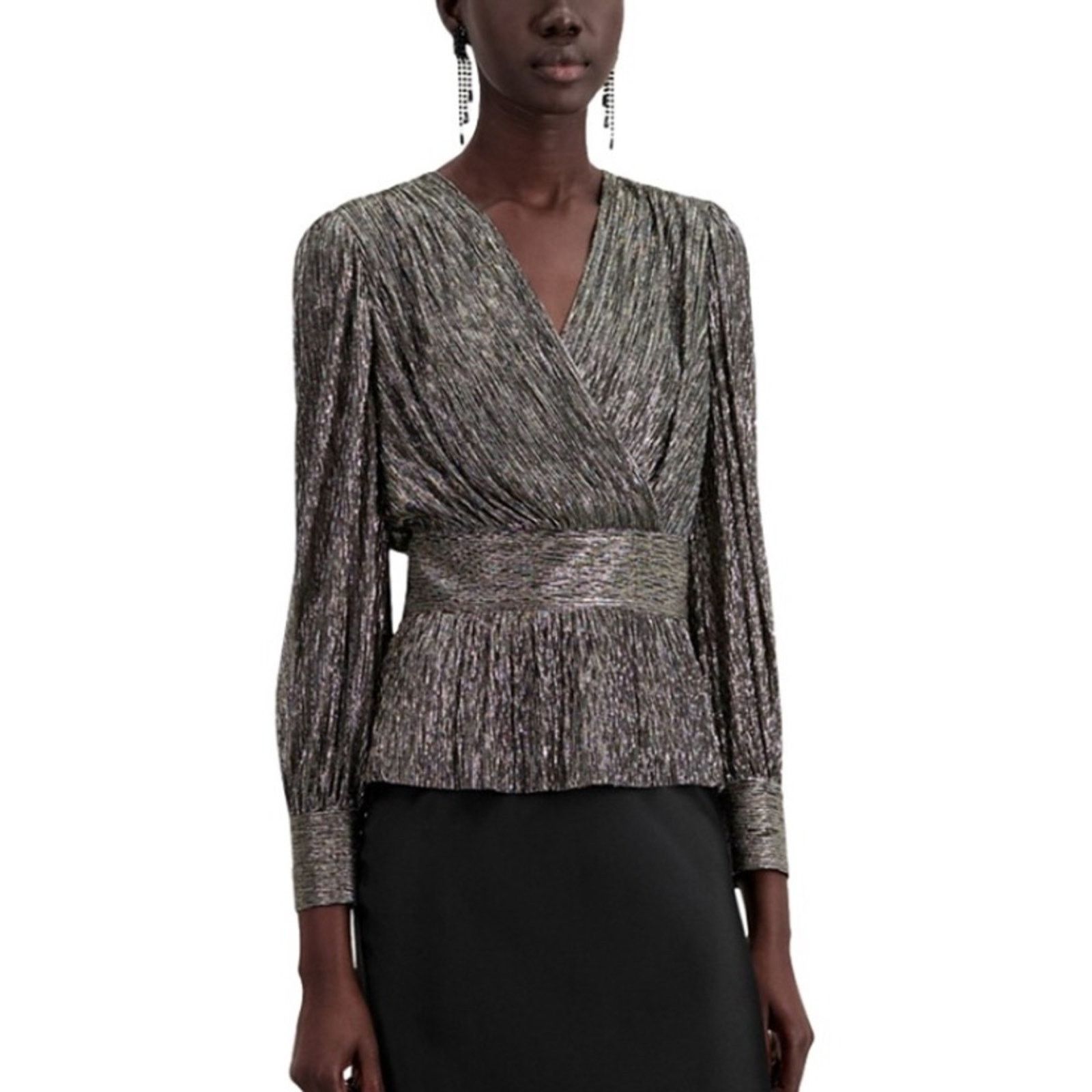 The Kooples NWT! The Kooples Shimmering Black Blouse, Size 0 Size XS / US 0-2 / IT 36-38 - 1 Thumbnail