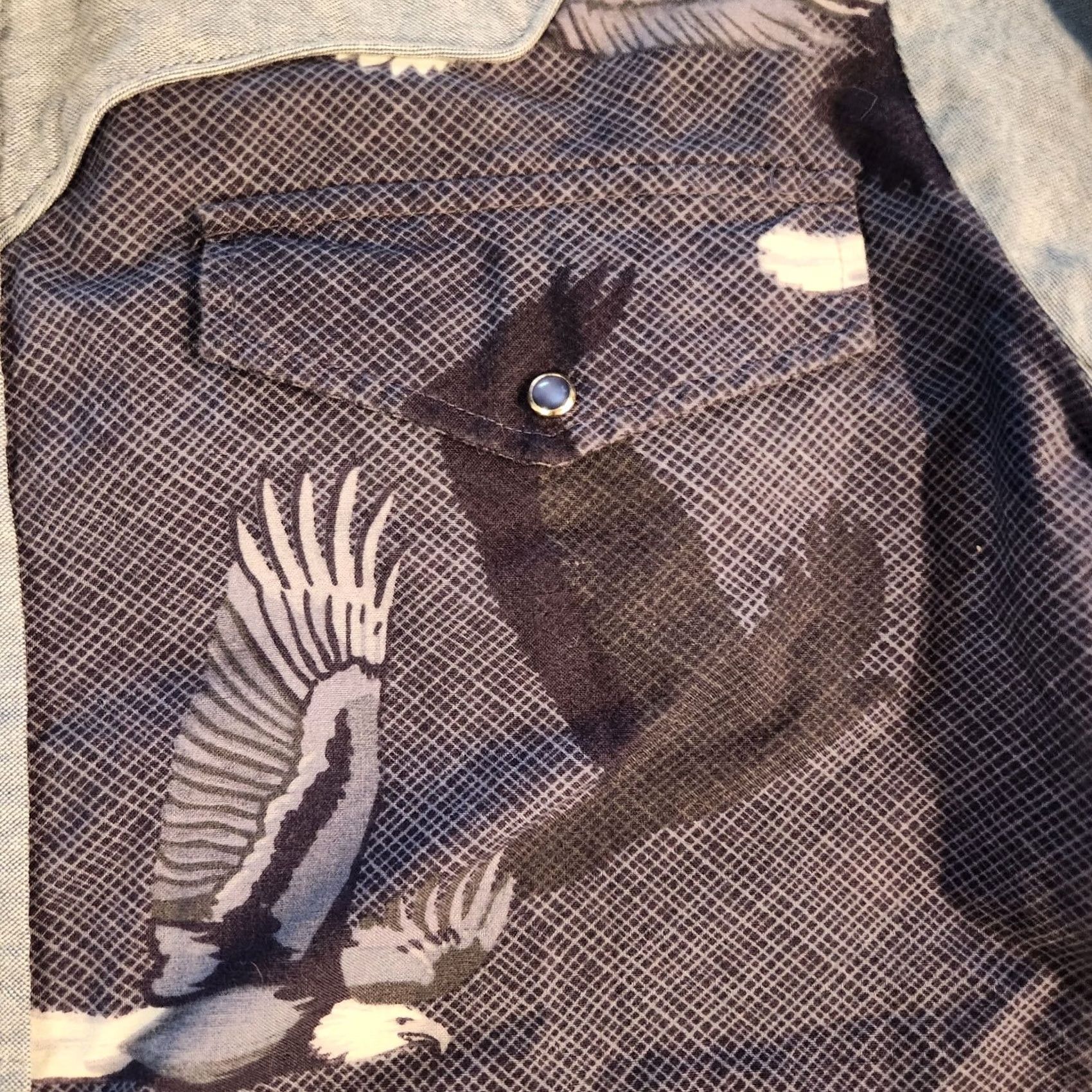 Roper VINTAGE Roper Western Shirt Mens Large Blue Chambray Pearl Snap Cowboy Eagle USA Size US L / EU 52-54 / 3 - 6 Thumbnail