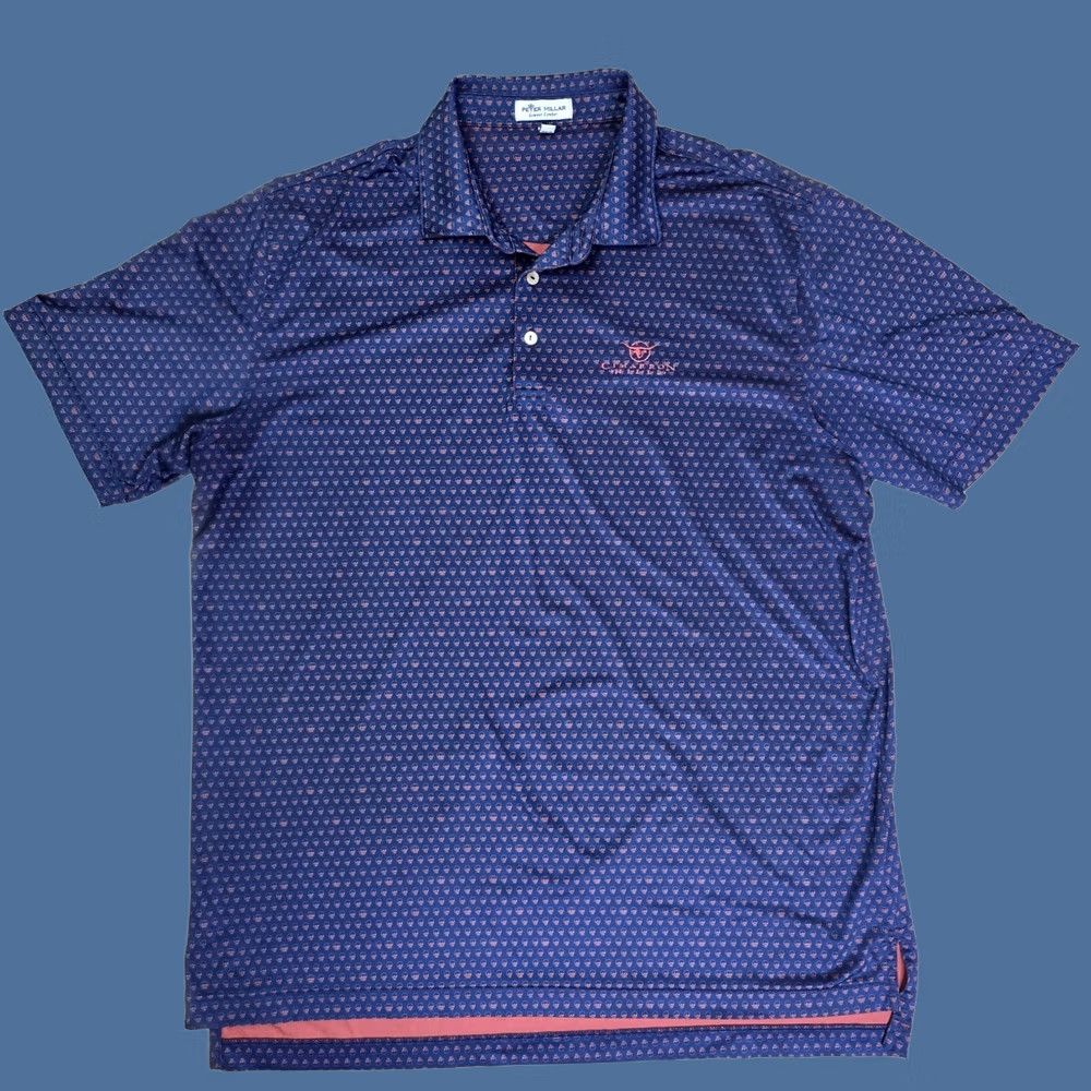 Peter Millar Peter Millar Cimarron Hills Golf Summer Comfort Polo Shirt Skull Print Large Blue Geometric Outdoor Short Sleeve Mens Polo Shirt Size US L / EU 52-54 / 3 - 1 Thumbnail