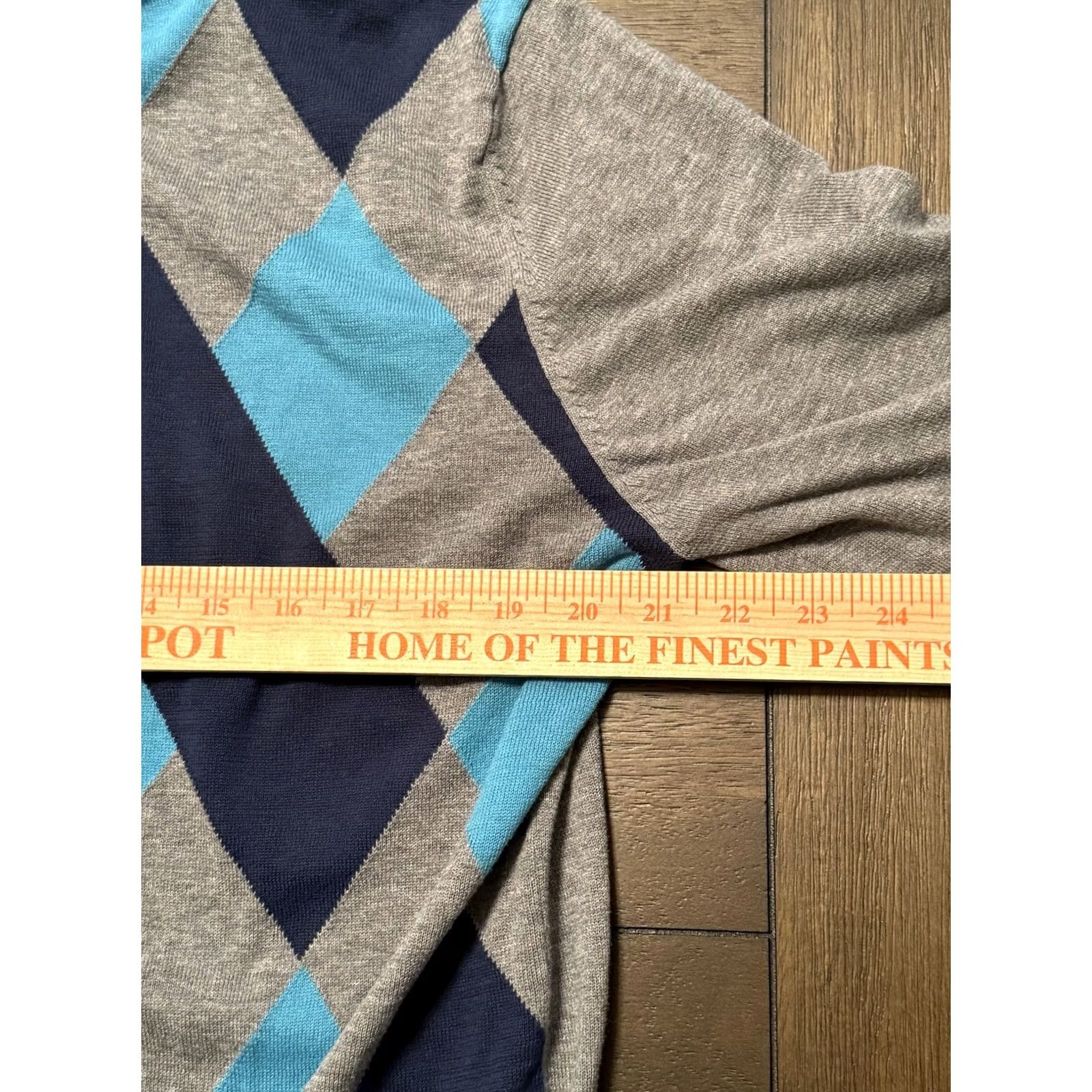 Vintage J. Ferrar Sweater Mens Large Gray Blue Argyle Pullover Crewneck Modern Fit Size US L / EU 52-54 / 3 - 4 Thumbnail