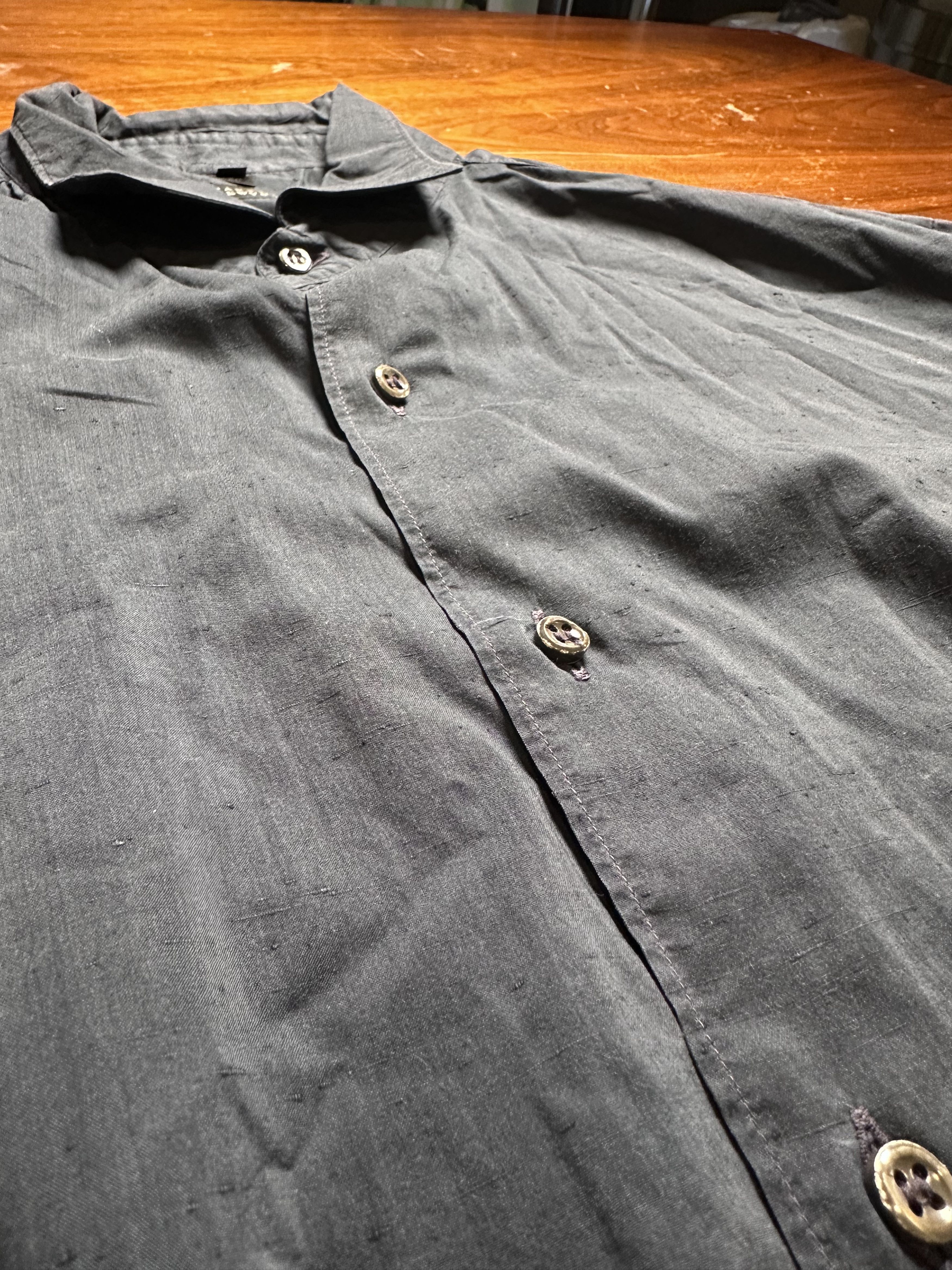Barneys New York Barneys New York Silk Cotton Button Down Shirt Grey XL Size US XL / EU 56 / 4 - 8 Thumbnail