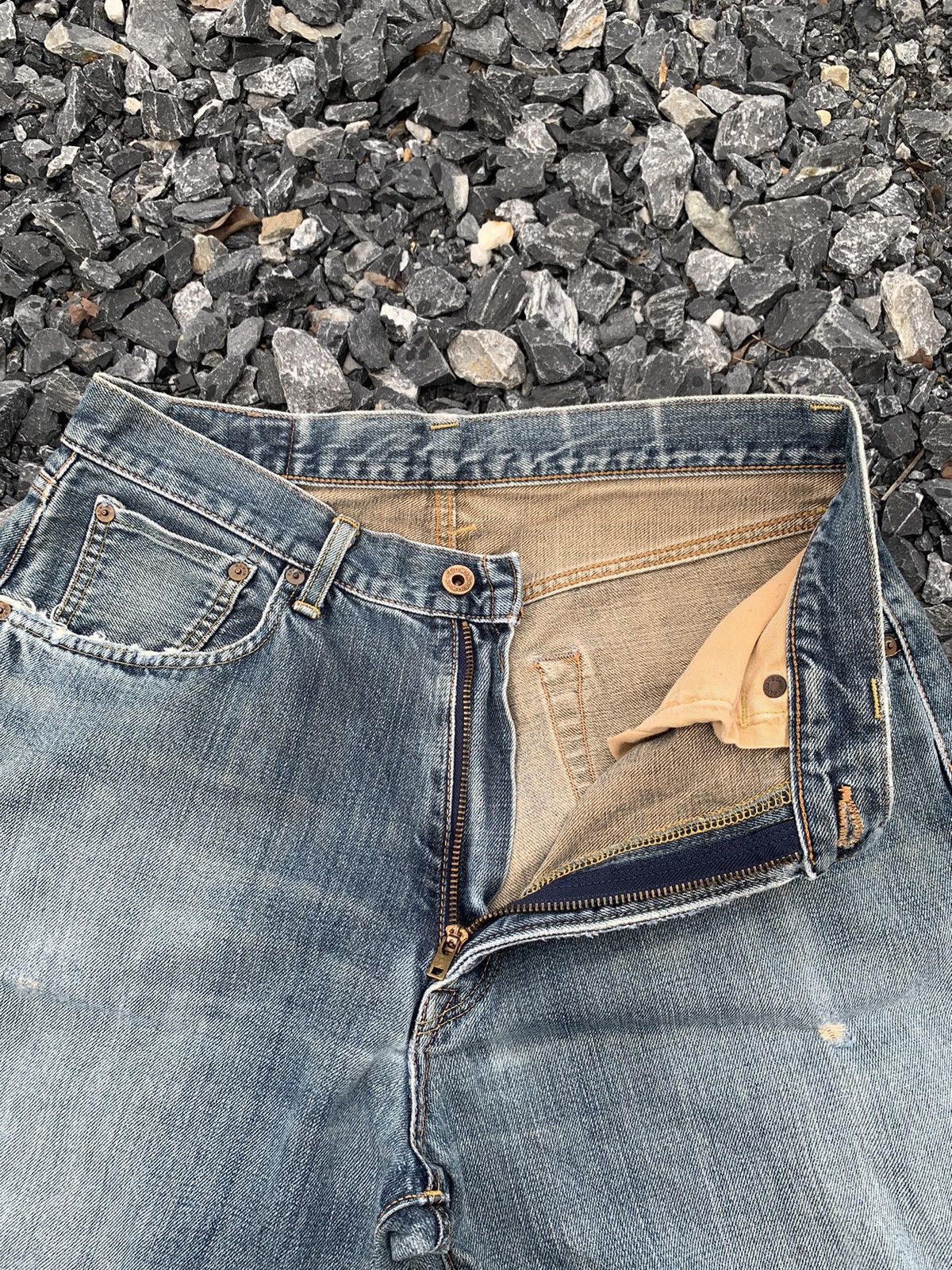 Edwin VINTAGE EDWIN 505 SELVEDGE RUSTY DISTRESSED JAPANESE DENIM Size US 31 - 11 Thumbnail