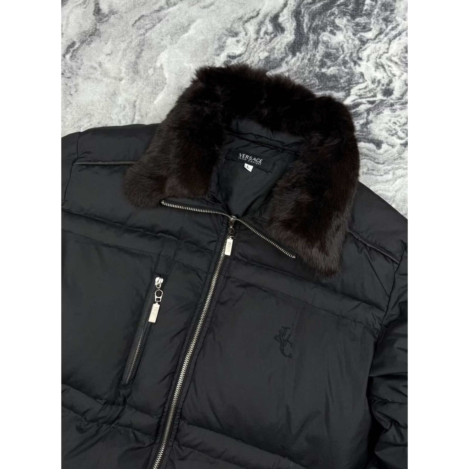Versace VINTAGE Versace Jenas Couture Puffer Down Bomber Jacket Fur Collar Men Size L Black Y2K Jacket Bomber Men Size US L / EU 52-54 / 3 - 3 Thumbnail
