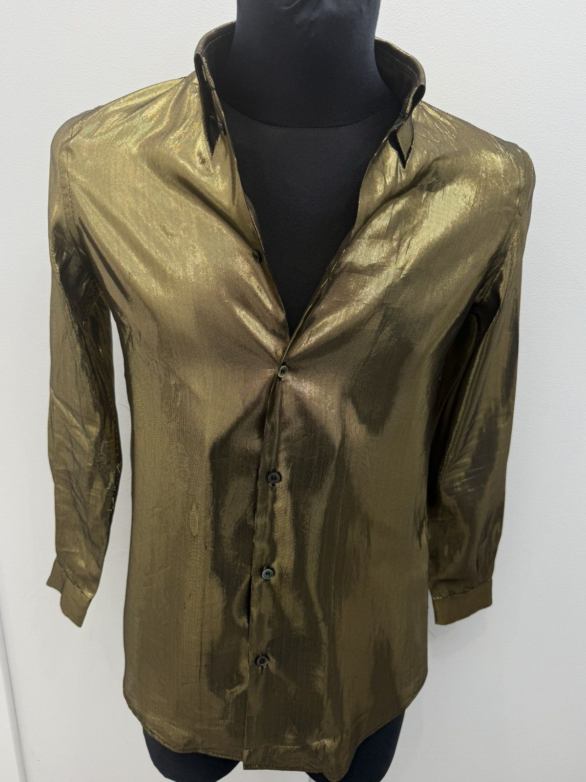 JULIEN DAVID JULIEN DAVID Gold Metal Silk Shirt Size US M / EU 48-50 / 2 - 3 Thumbnail