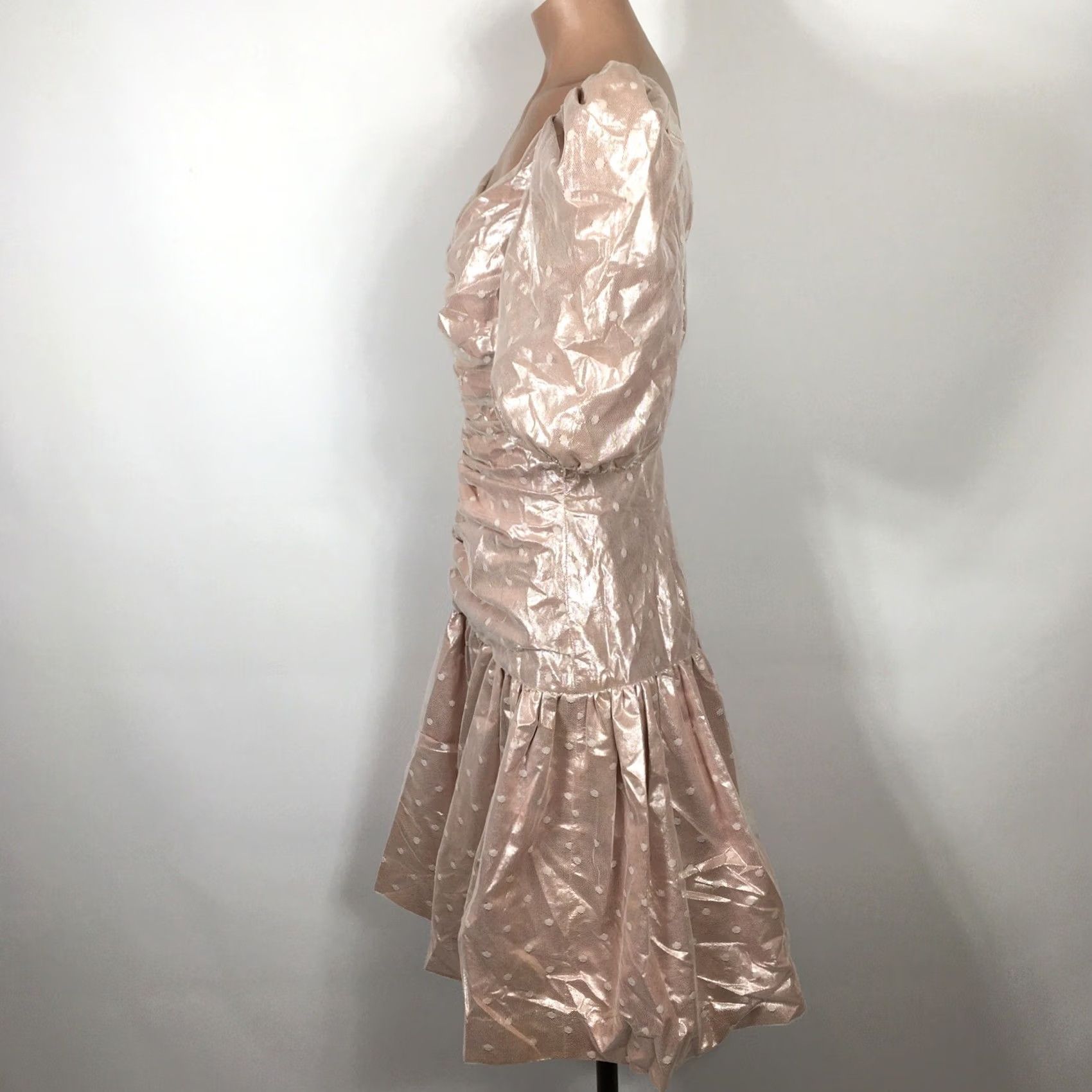 Halston VINTAGE Halston III 80s Pink Polka Dot Ruched Party Prom Dress 8 Size M / US 6-8 / IT 42-44 - 7 Thumbnail