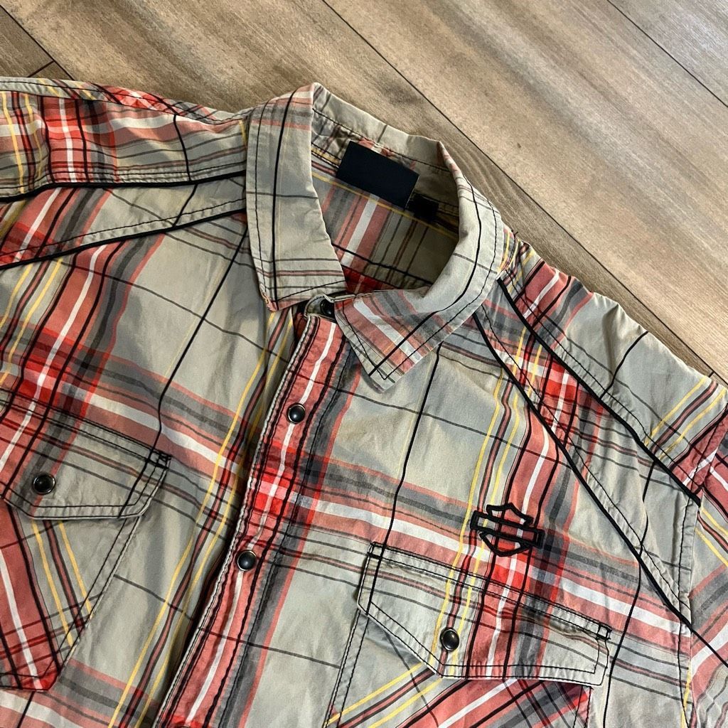 Harley Davidson Harley Davidson Red Plaid Casual Buttonup Men 3XL Bin F-201 Size US XXL / EU 58 / 5 - 2 Thumbnail