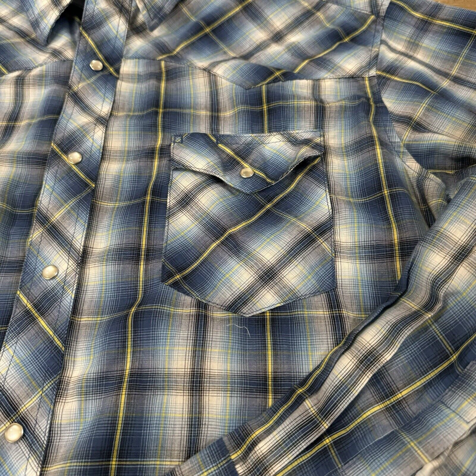Wrangler Vintage 90s Wrangler Blue Plaid Snap Button Shirt Size US XL / EU 56 / 4 - 3 Thumbnail