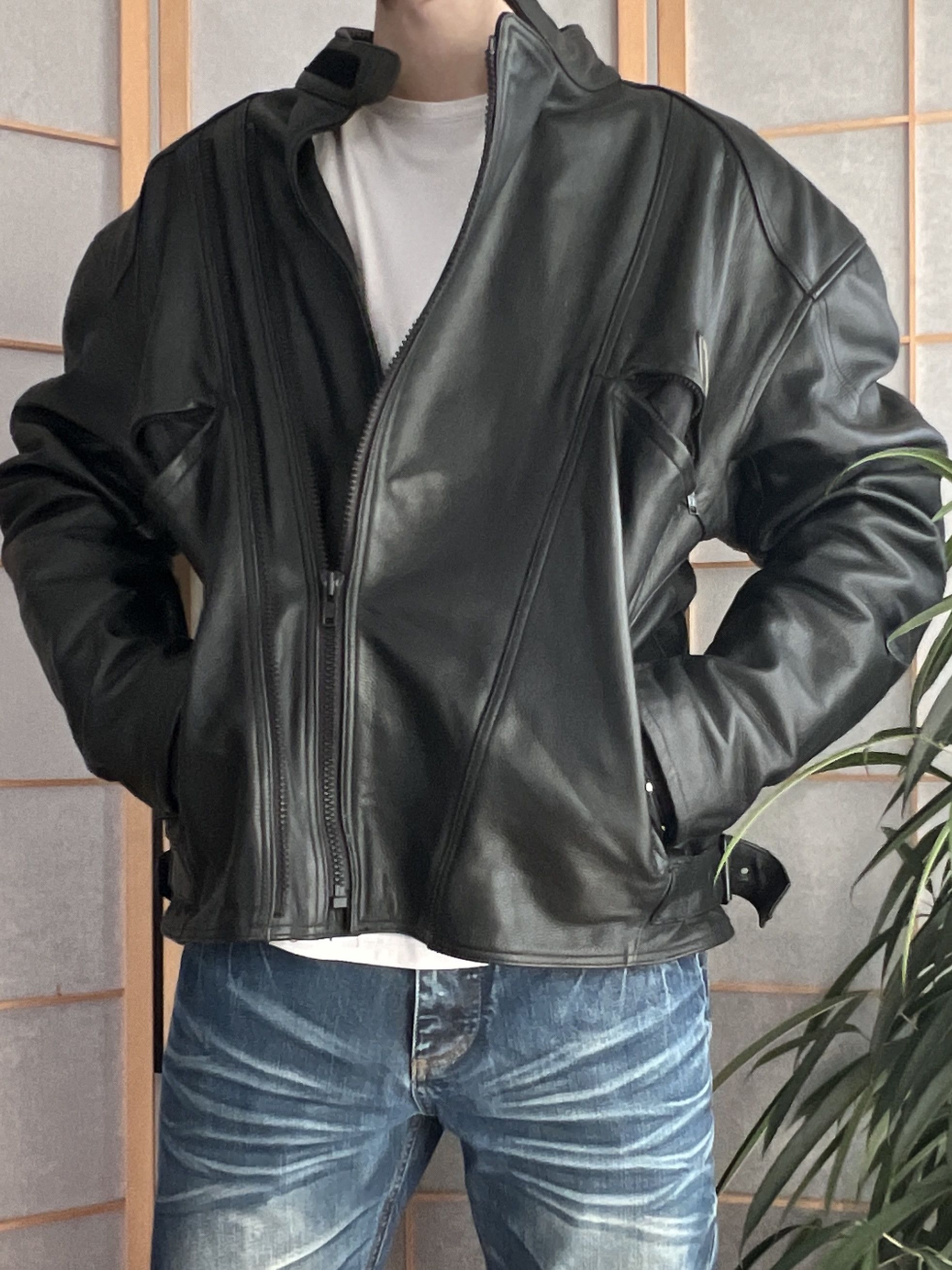If Six Was Nine Crazy! Vintage 2000s biker racing leather bomber jacket boxy Size US XL / EU 56 / 4 - 7 Thumbnail