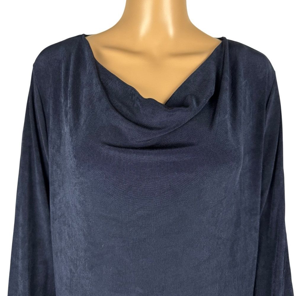 Chicos Chico's Travelers Blue Liquid Knit Cowl Neck Asymmetrical H Size XL / US 12-14 / IT 48-50 - 2 Thumbnail