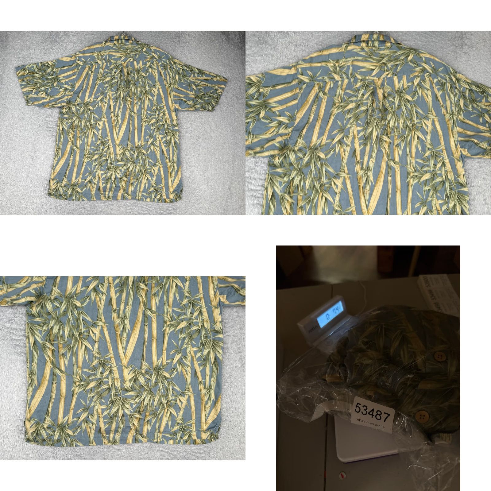 Vintage Jamaica Jaxx Shirt Men Medium Blue Bamboo Leaf Floral Hawaiian 100% Silk Button Up Size US M / EU 48-50 / 2 - 9 Thumbnail