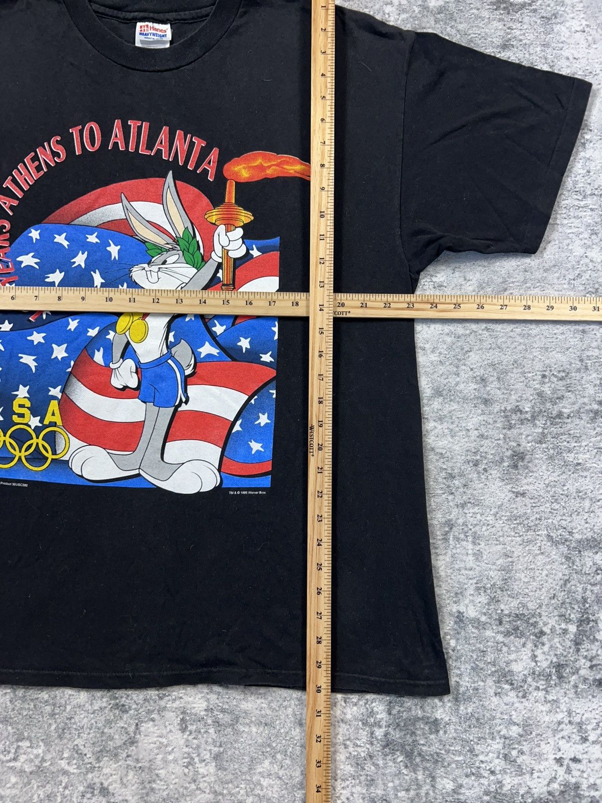 Vintage Vintage 90s Looney Tunes USA Olympics Single Stitch Shirt Size US XL / EU 56 / 4 - 4 Thumbnail