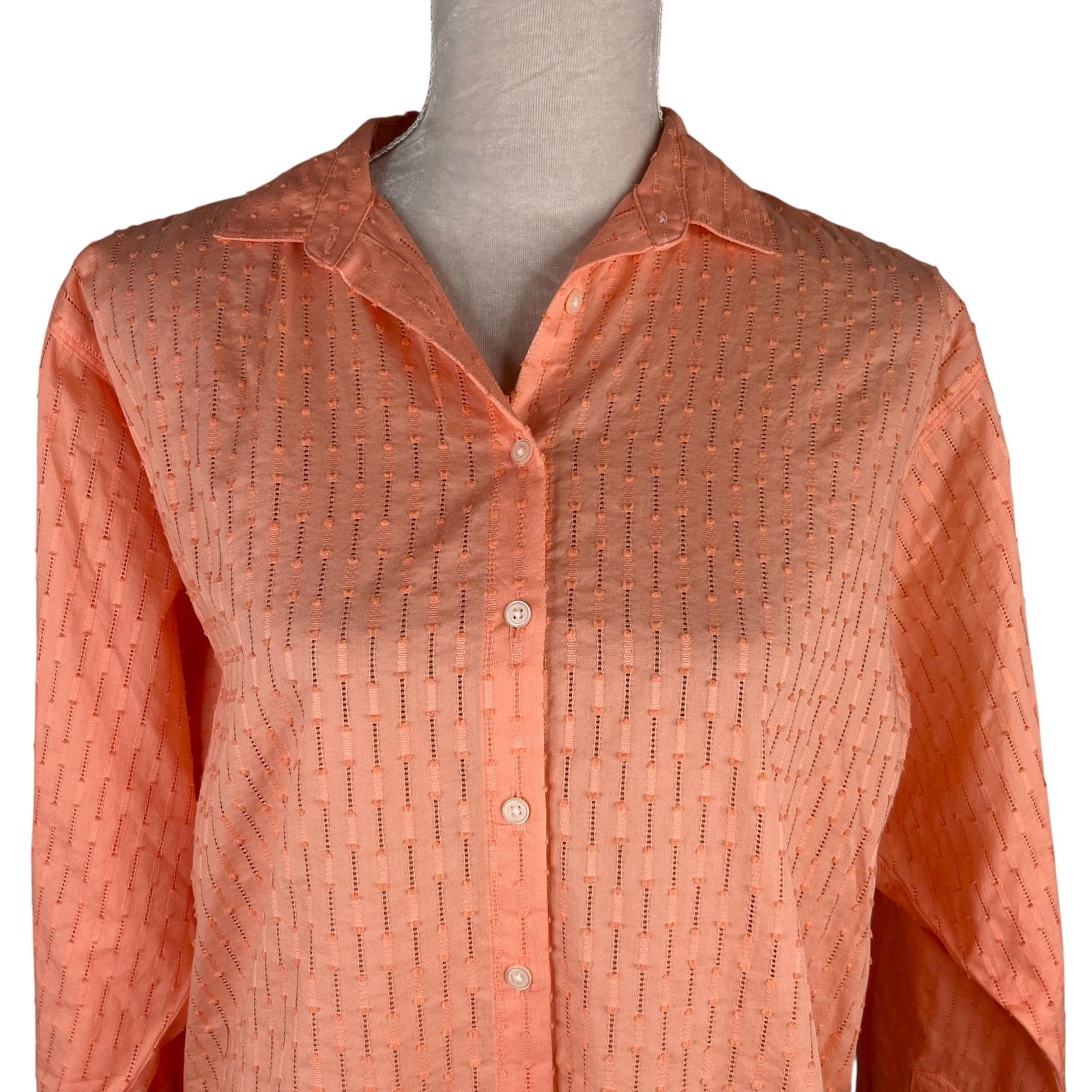 Loft LOFT Button Down Shirt Peach Textured Small New Size S / US 4 / IT 40 - 10 Thumbnail
