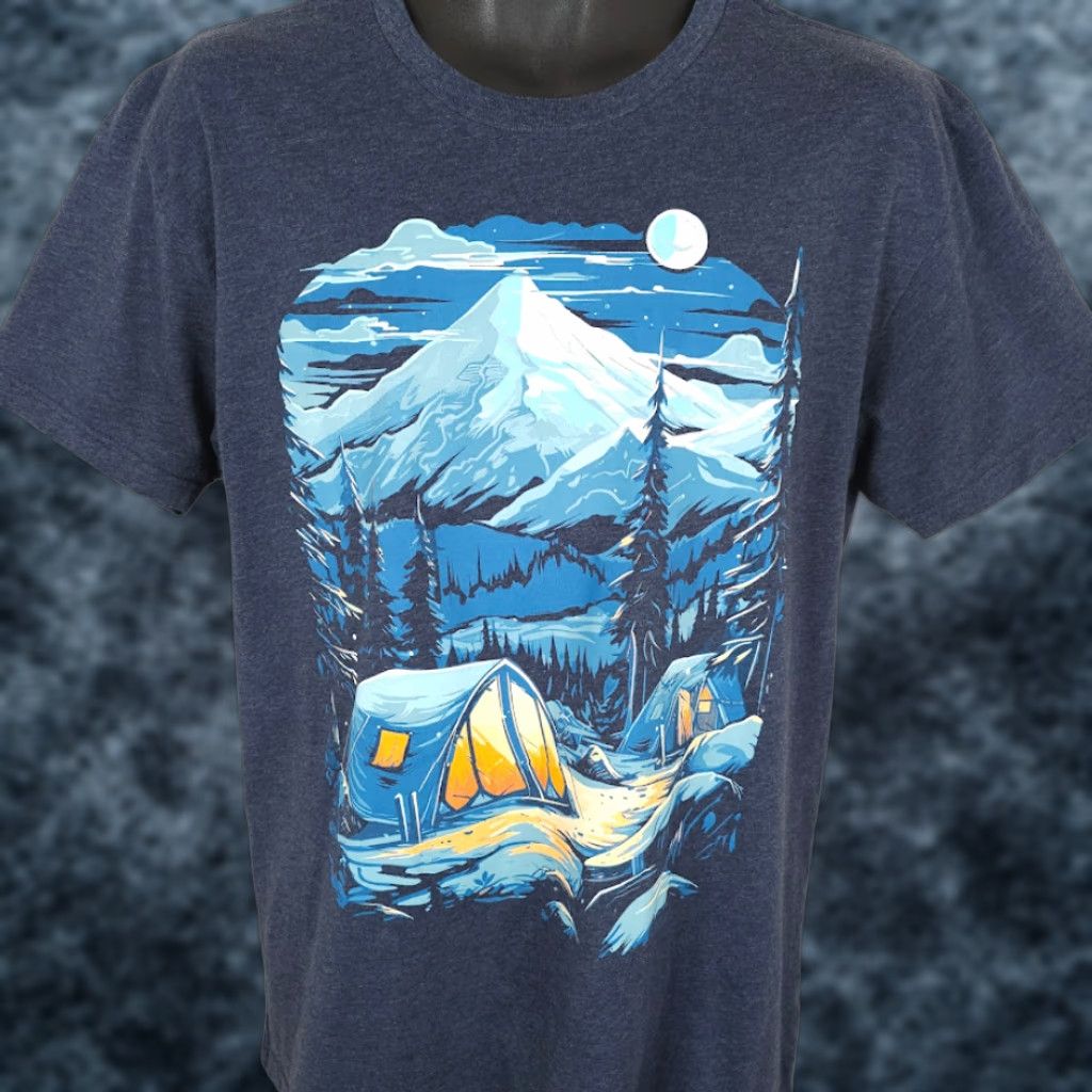 Vintage VINTAGE? No, it's not vintage. Mountain Camping T Shirt Mens Size Large Blue Moonlight Into The AM Nature Tee Size US L / EU 52-54 / 3 - 1 Thumbnail