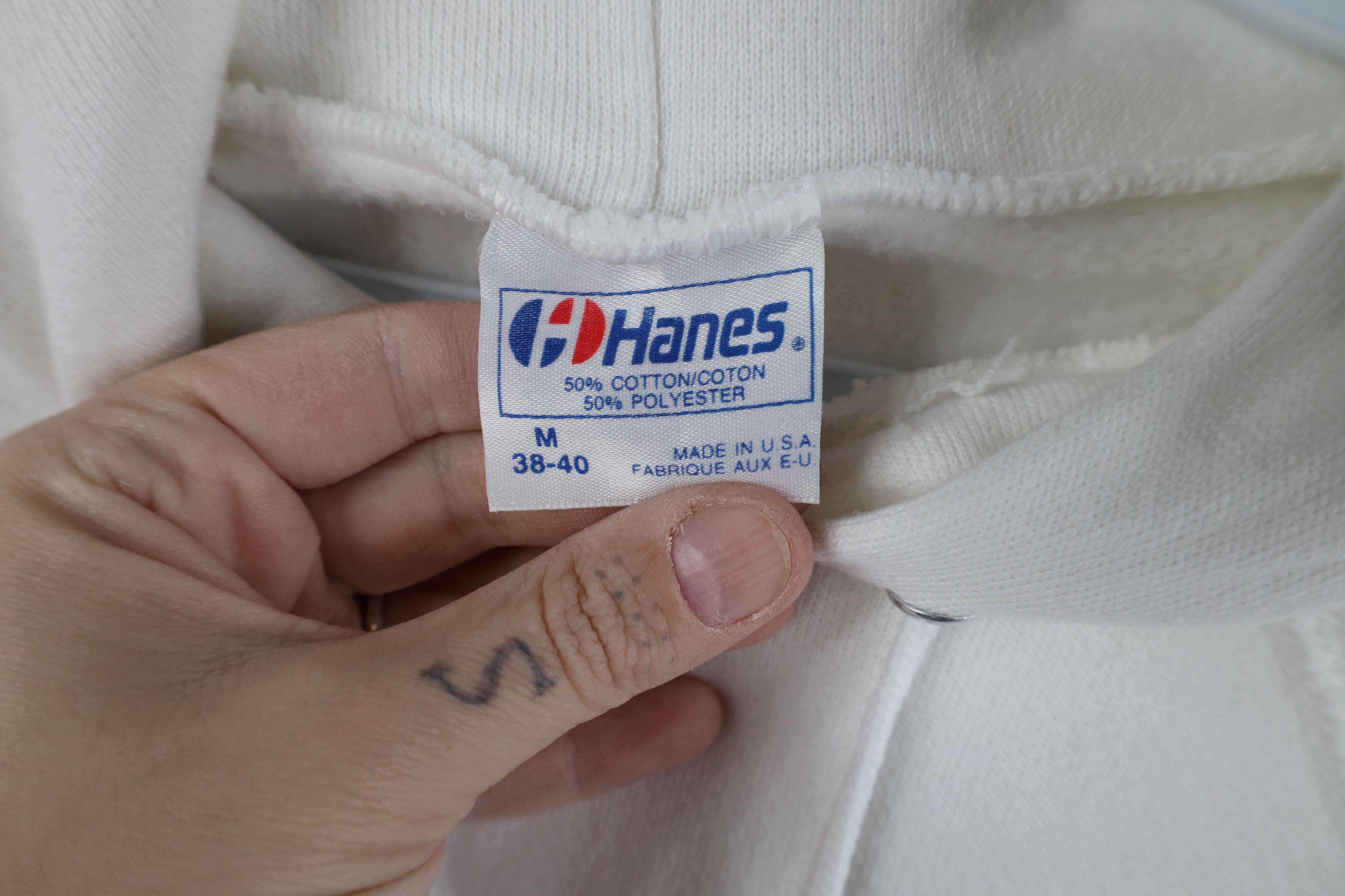 Hanes Vintage 80s Hanes Hoodie Sweatshirt White Streetwear USA Size US M / EU 48-50 / 2 - 8 Thumbnail