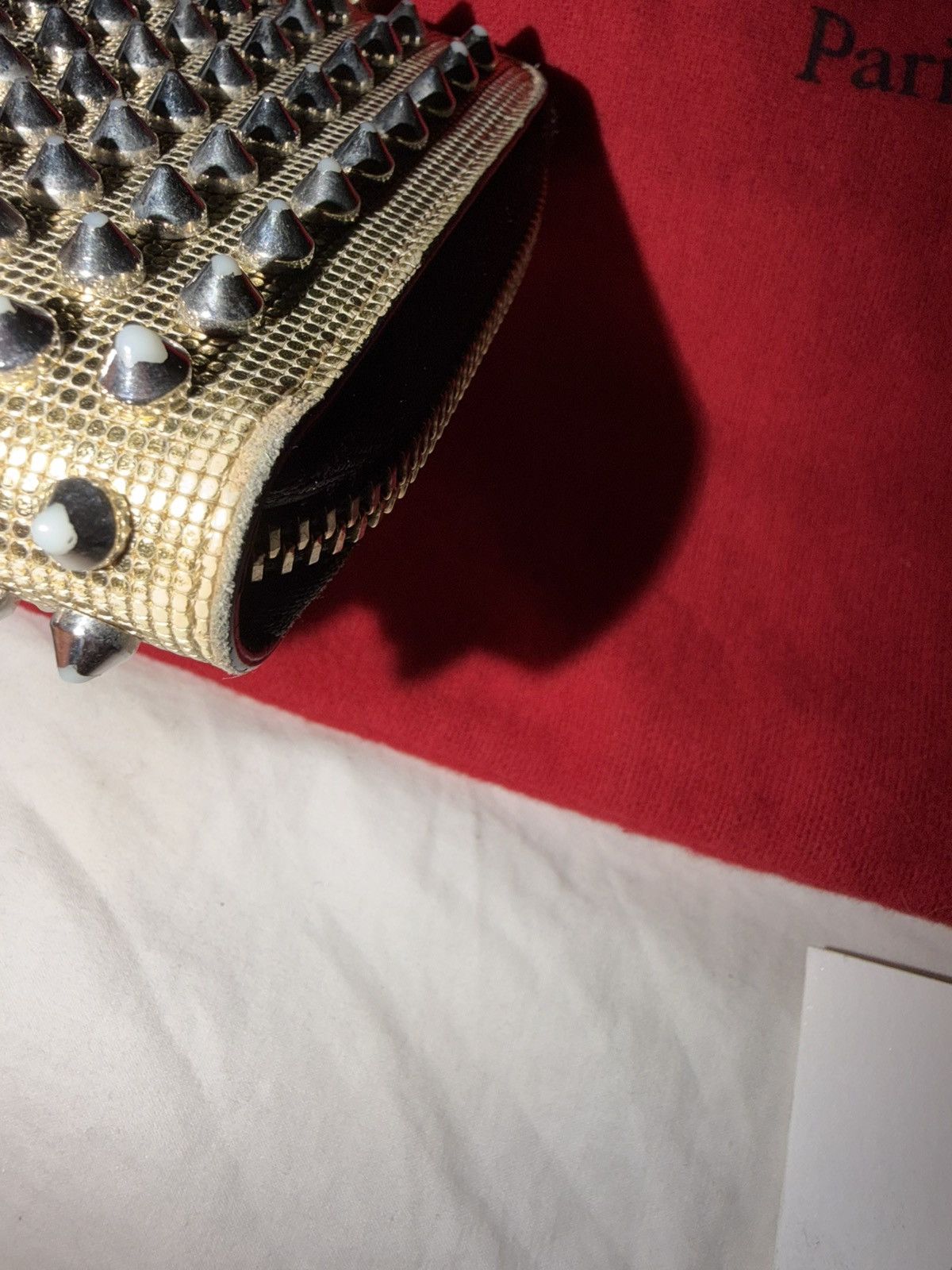 Christian Louboutin Christian Louboutin Panettone metallic gold spiked wallet Size ONE SIZE - 12 Thumbnail