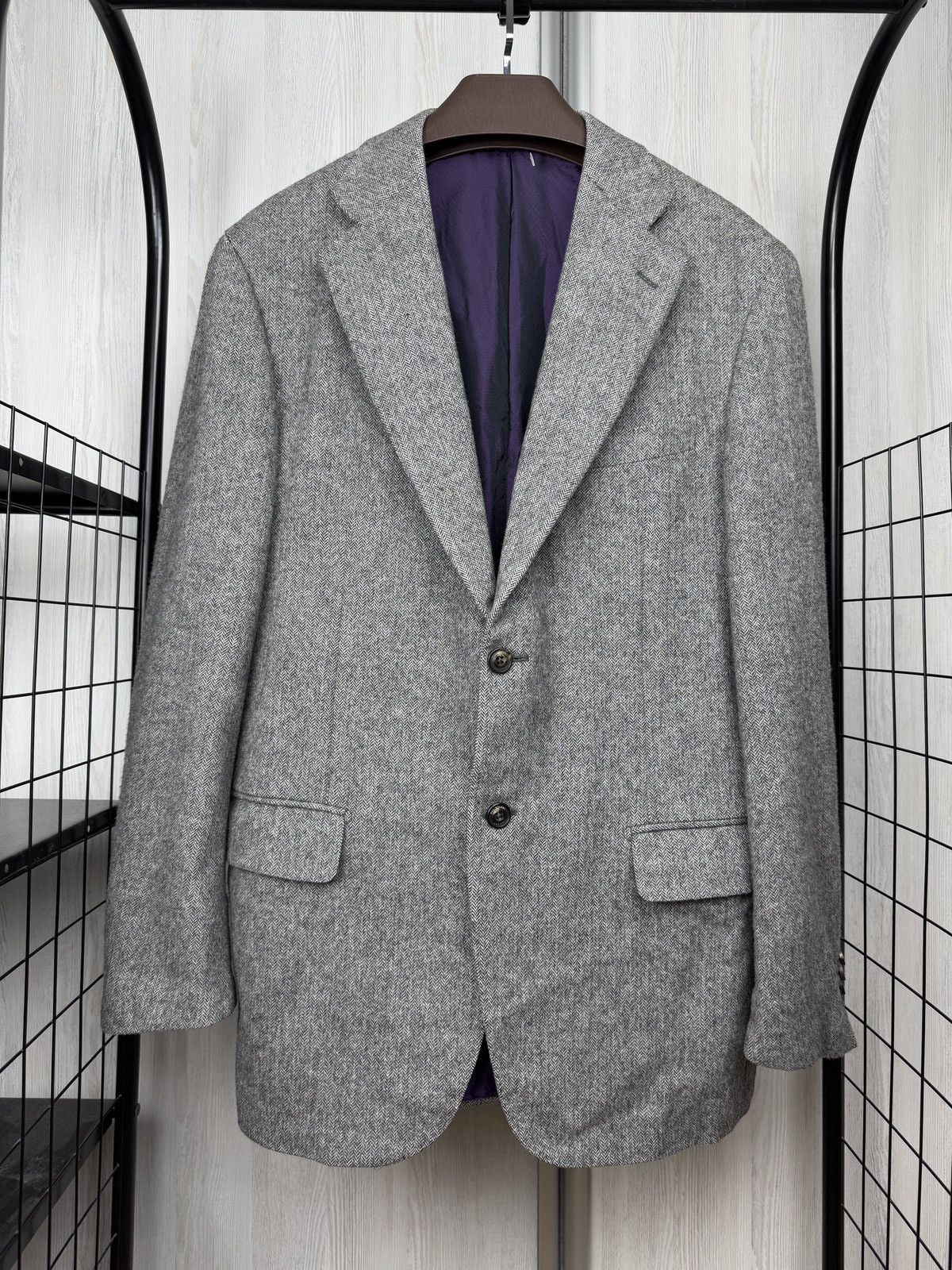 Pal Zileri Pal Zileri Concept grey wool cashmere herringbone blazer Size 46R - 2 Thumbnail