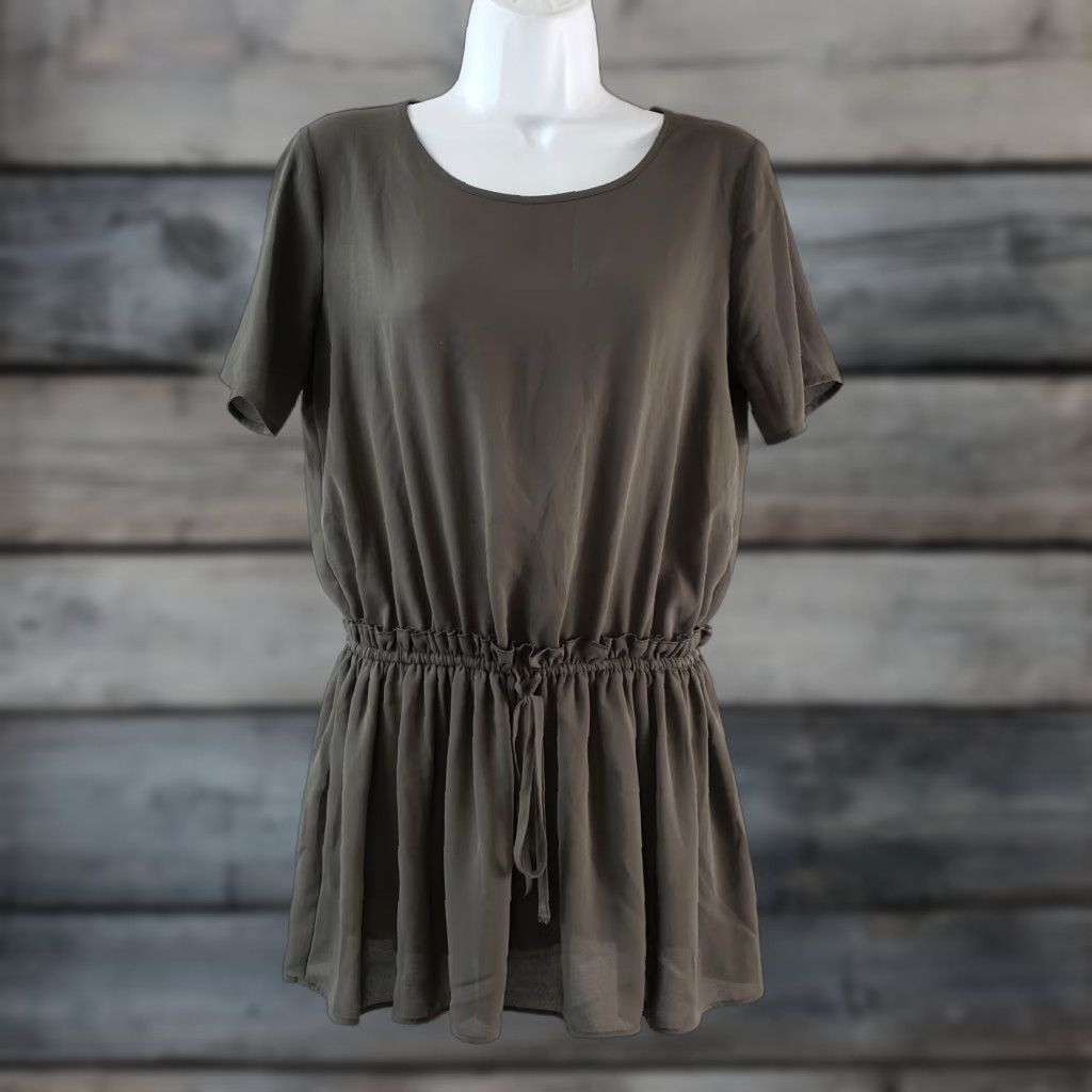 Vintage Pleione Womens Blouse Shirt XS Gray Short Sleeve Peplum Solid Size XS / US 0-2 / IT 36-38 - 1 Thumbnail