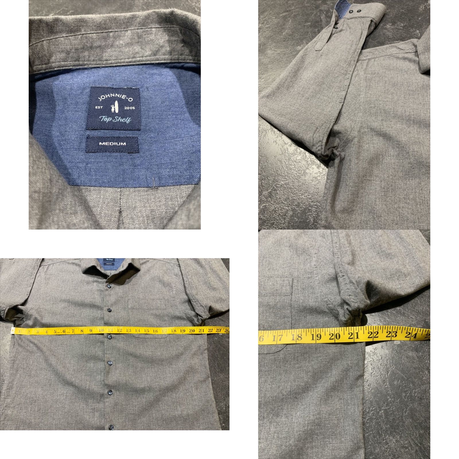 johnnie-O johnnie-O Men's Medium Gray Long Sleeve Button Up Shirt Size US M / EU 48-50 / 2 - 4 Thumbnail