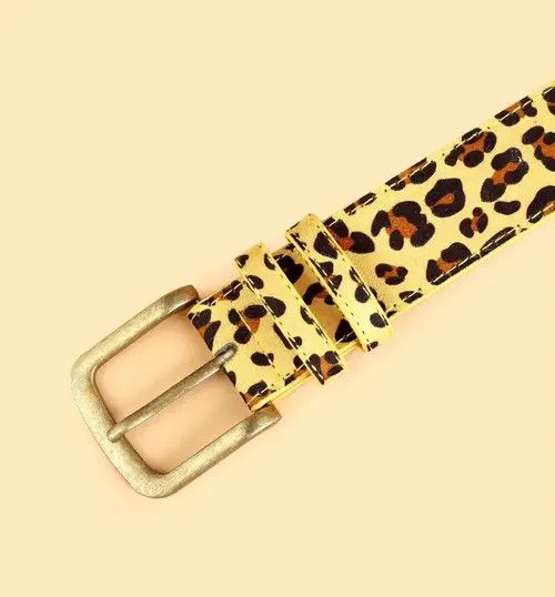 VIBE Yellow Leopard Printed Belt Size ONE SIZE - 8 Thumbnail