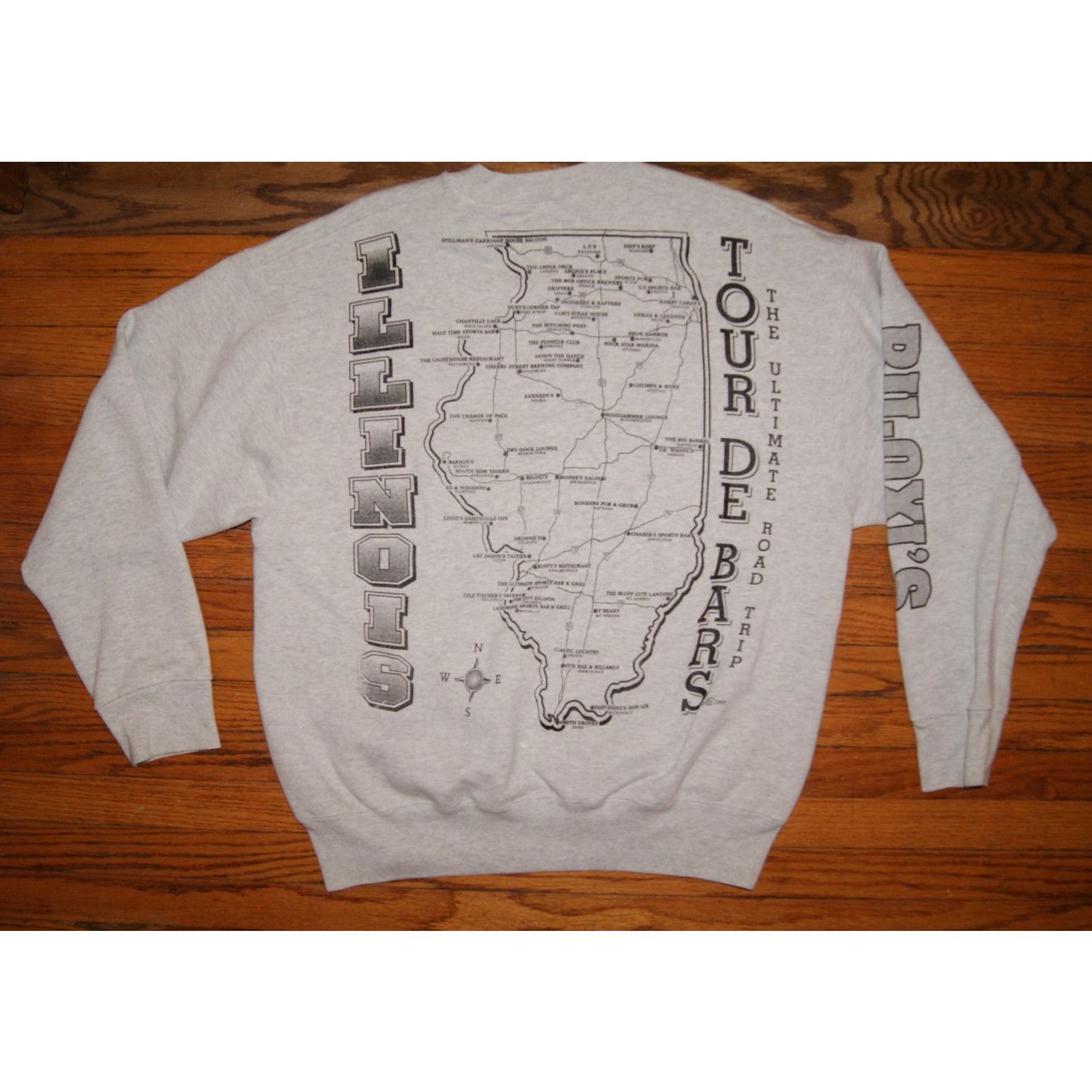 Fruit Of The Loom VTG Best Of Bars Of ILLINOIS Tour Gray XL Sweatshirt Road Size US XL / EU 56 / 4 - 6 Thumbnail