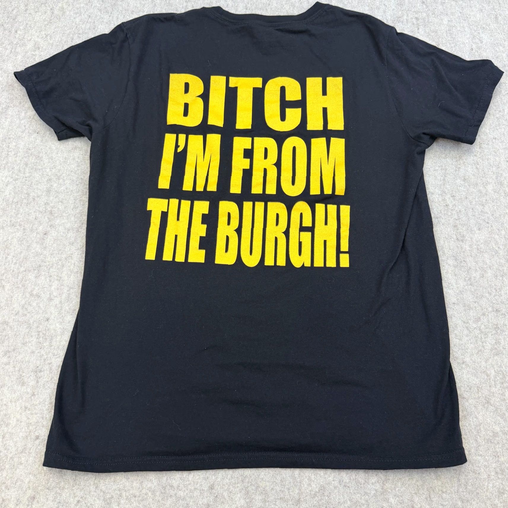Gildan Pittsburgh D Shirt Mens Large Black Gildan Funny Football Graphic Double Sided Size US L / EU 52-54 / 3 - 5 Thumbnail