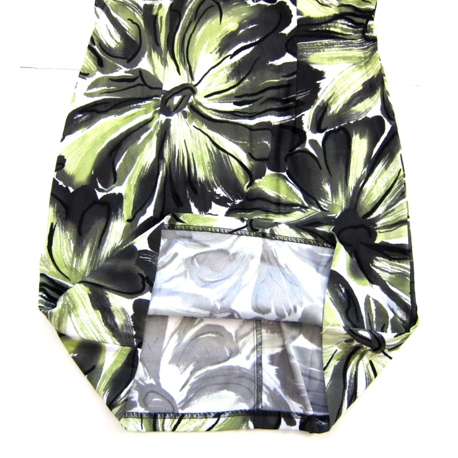 Vintage Connected Green Grey White Floral Stretch Sleeveless Sheath Shift Tank Dress 12 Size XL / US 12-14 / IT 48-50 - 7 Thumbnail