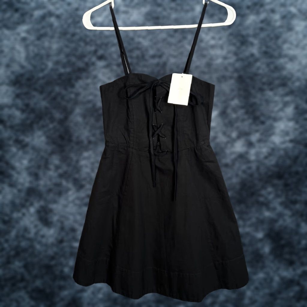 VINTAGE Oak + Fort Black Sleeveless Dress Womens XS Casual Cotton Blend Summer Dress Women's Clothing