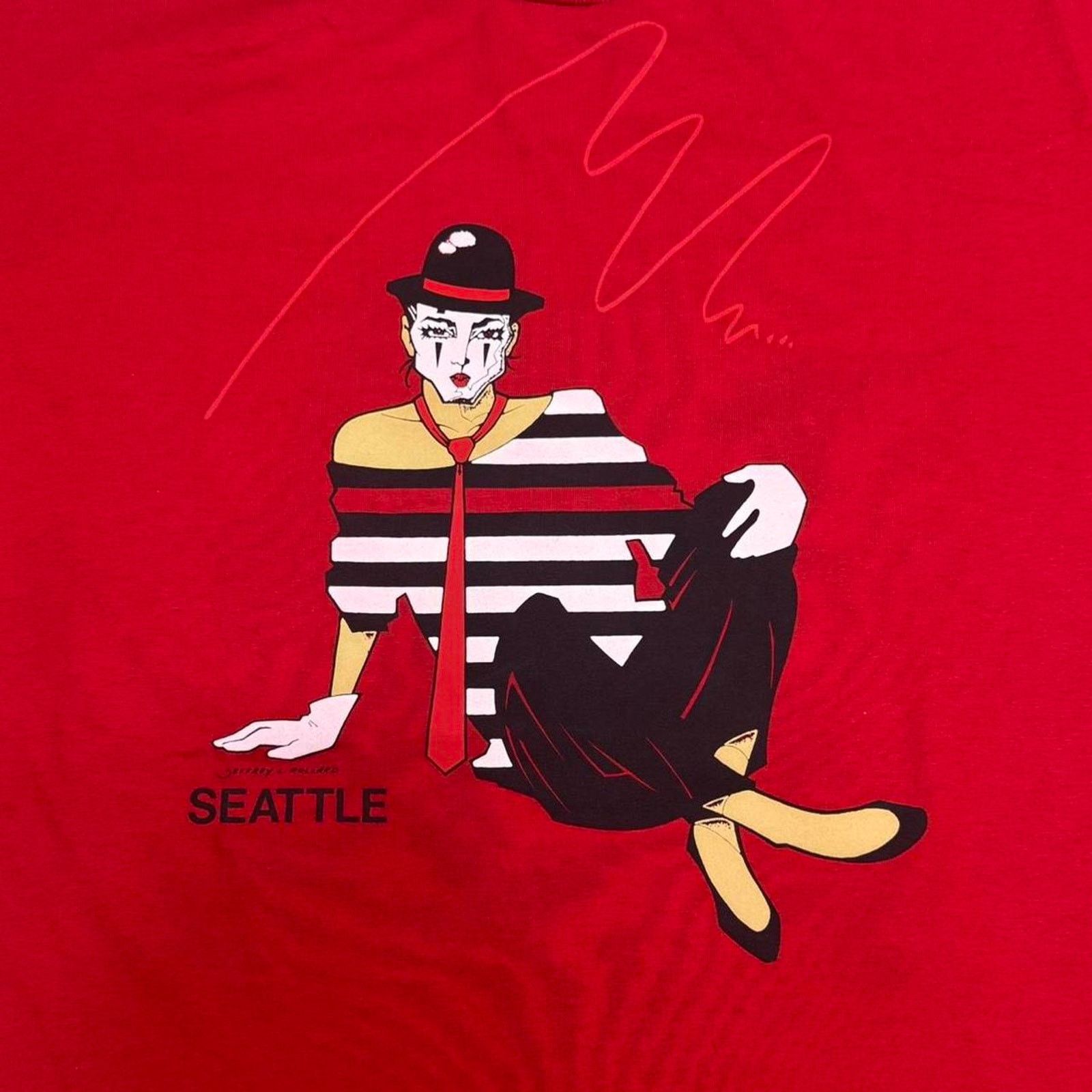 Jerzees × Vintage VINTAGE 90S JEFFREY L. POLLARD SEATTLE MIME TEE: Size US L / EU 52-54 / 3 - 2 Thumbnail