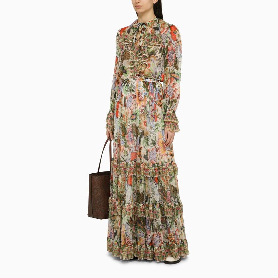 Etro o1d2blof0824 Silk Ruffle Shirt in Multicolor Size M / US 6-8 / IT 42-44 - 2 Thumbnail